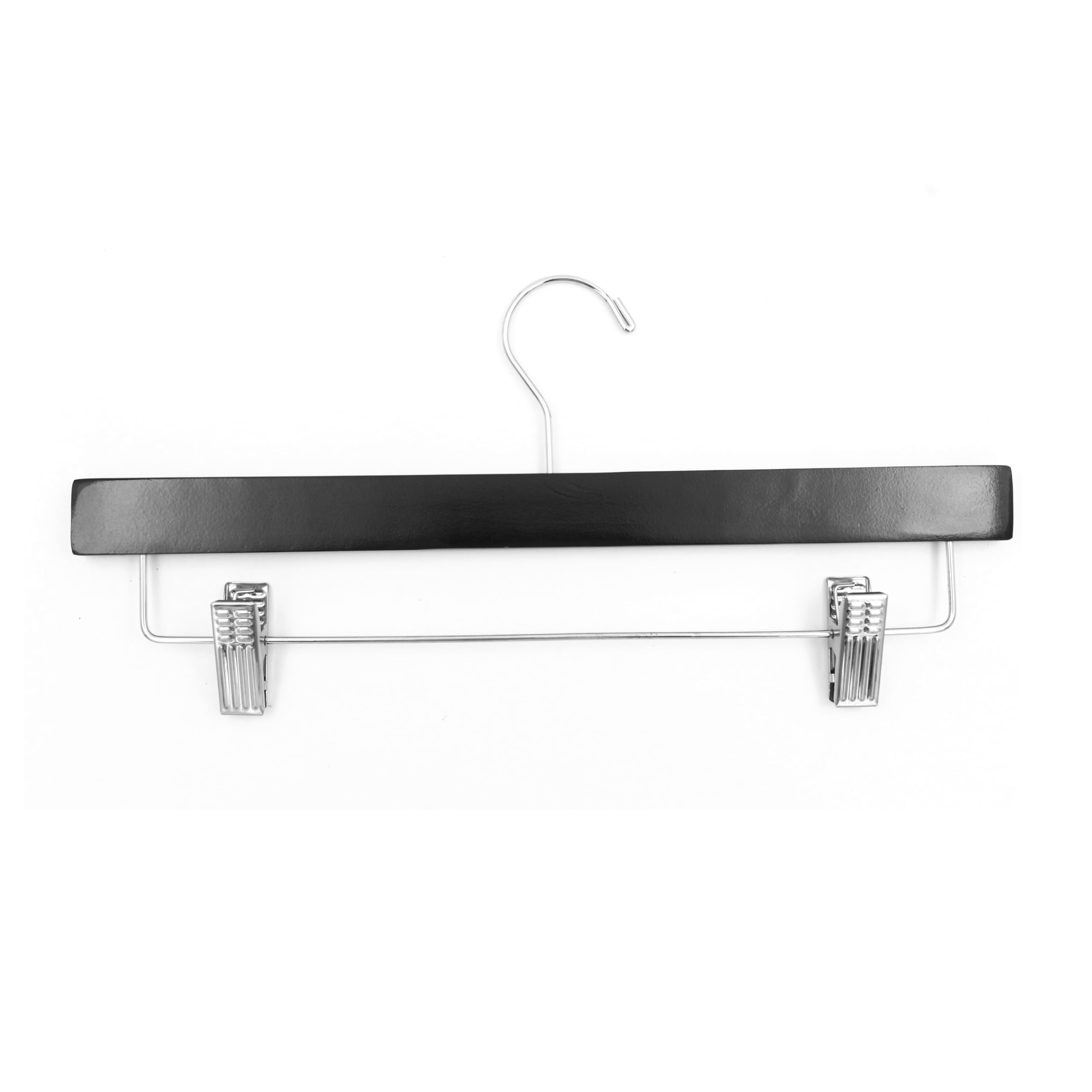 SSWBasics 14 Inch Black Wooden Skirt & Pants Hangers - Bulk Pack of 50 - Premium Closet Organizers for Dresses, Trousers & Uniforms - Space Saving Wardrobe Solution