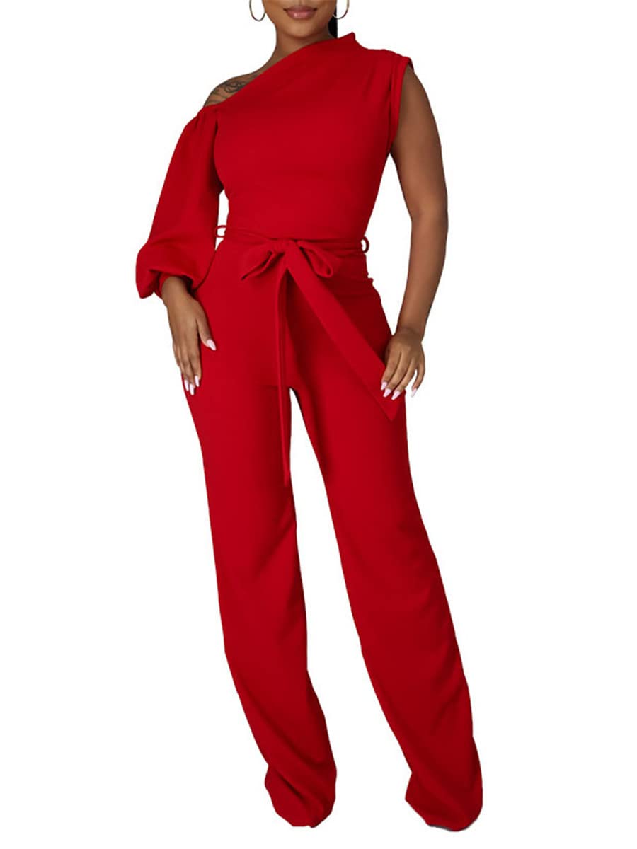 OLUOLIN Women's Off Shoulder Zipper Jumpsuit - Bodycon Long Pants Romper for Party, Club, Date Night & Summer Outfits | Sexy Casual One Piece Outfit for Women