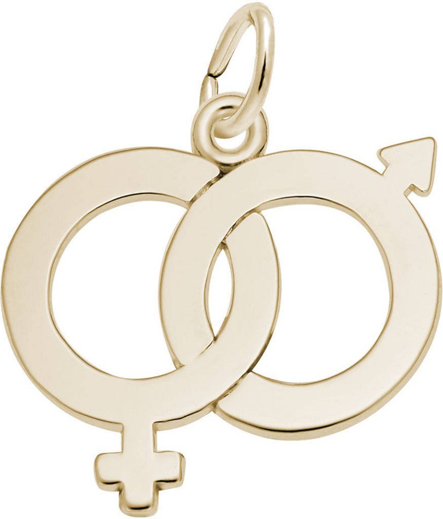 10K Yellow Gold Rembrandt Male & Female Symbol Charm - Elegant Couple's Jewelry Gift for Anniversary, Valentine's Day & Romantic Occasions