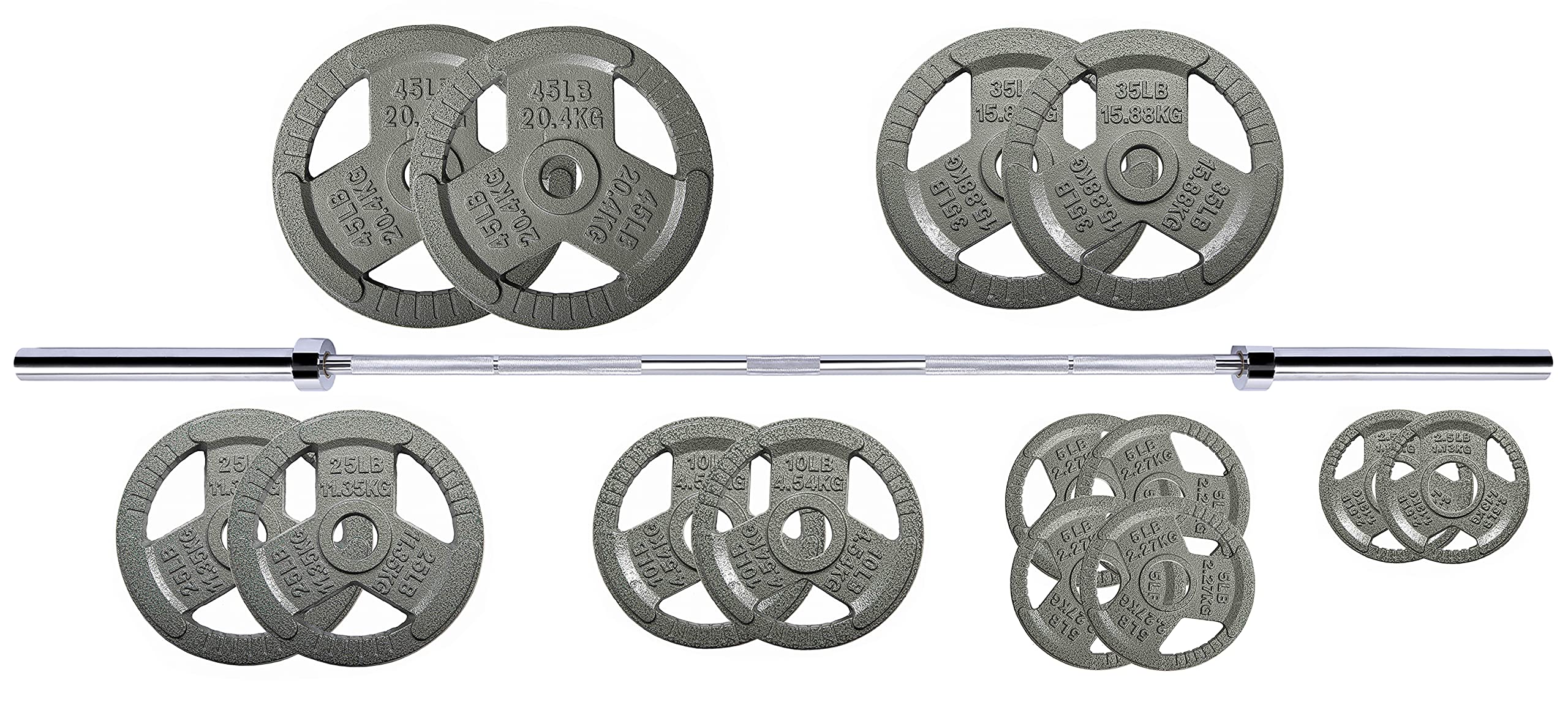 BalanceFrom 300-Pound Olympic Weight Set with 7FT Olympic Barbell & Cast Iron Plates - Perfect for Home Gym, Strength Training & CrossFit Workouts