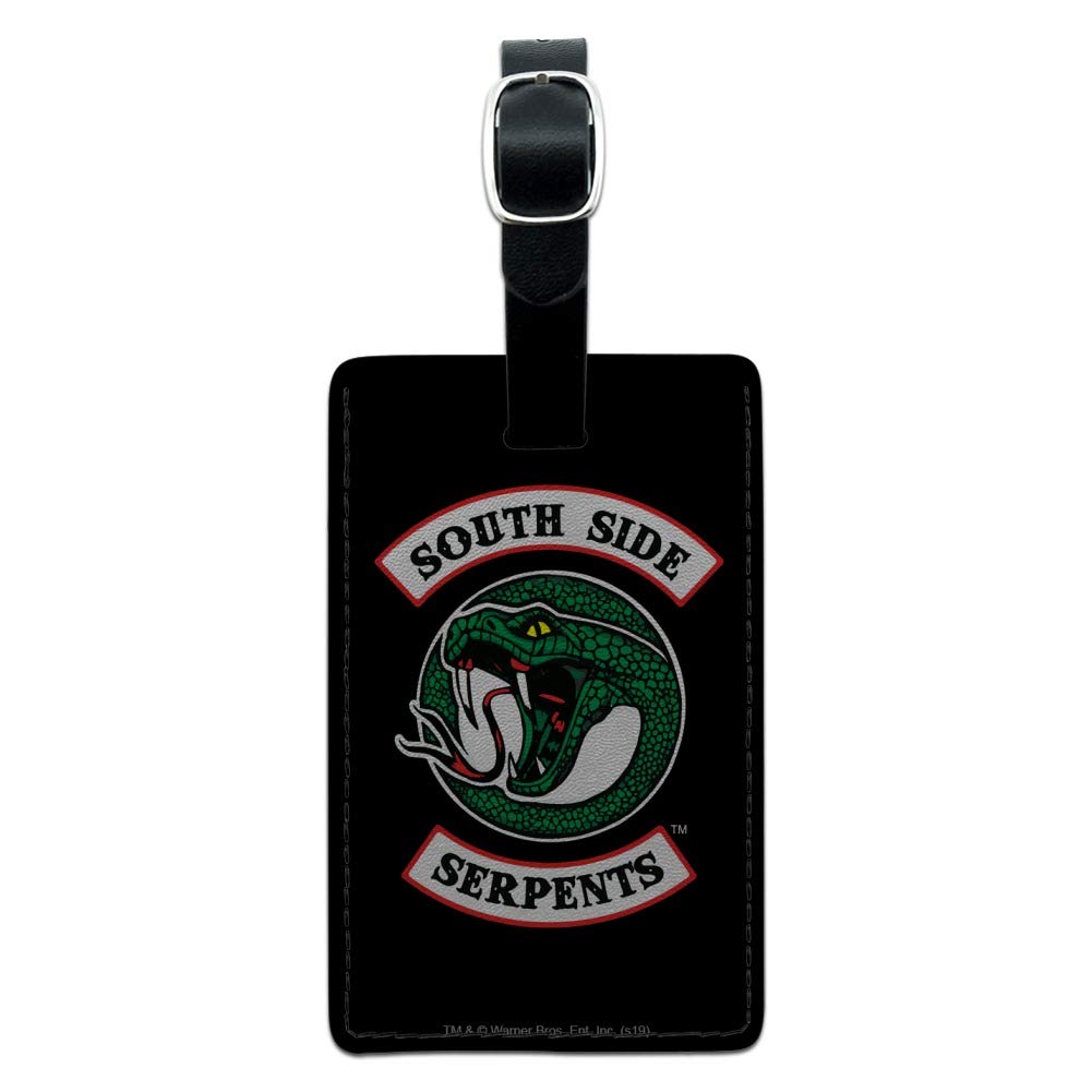 Riverdale South Side Serpents Genuine Leather Rectangle Luggage Tag - Stylish Carry-On ID Tag for Suitcases, Backpacks & Travel Bags - Perfect for Harry Potter Fans, TV Show Merch Collectors & Travel Enthusiasts