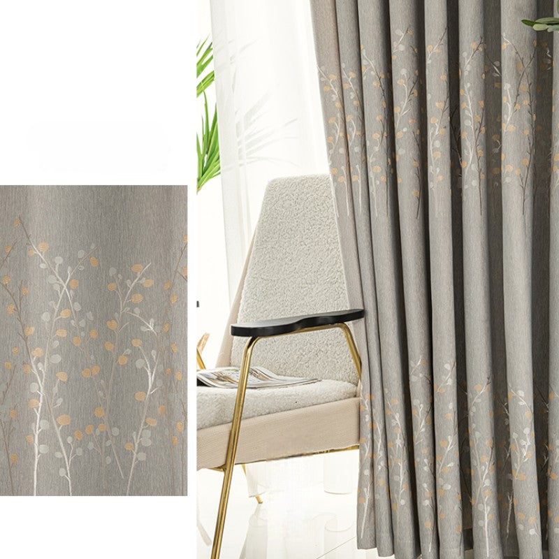 Tinsley Rustic Jacquard Tree Print Blackout Custom Curtains for Living Room & Bedroom - Thermal Insulated Window Drapes for Home Decor