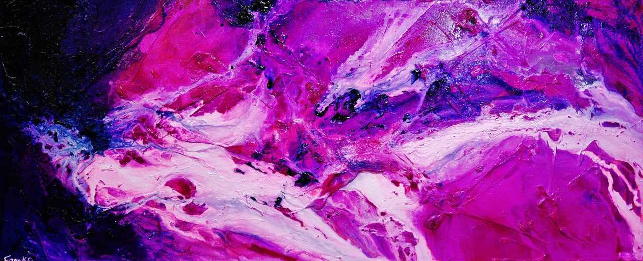 240cm x 100cm Pink White Purple Textured Abstract Painting - Atomic Samurai Style Wall Art for Living Room, Bedroom & Office Decor