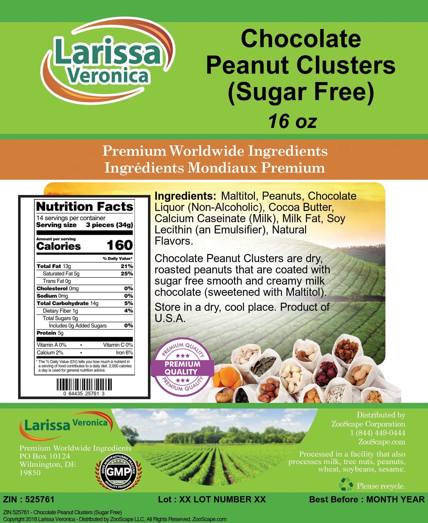 Sugar Free Chocolate Peanut Clusters - 16oz (ZIN: 525761) | Keto-Friendly Snacks, Low Carb Dessert for Diabetics & Healthy Lifestyle - Perfect for Gifts, Parties & Movie Nights