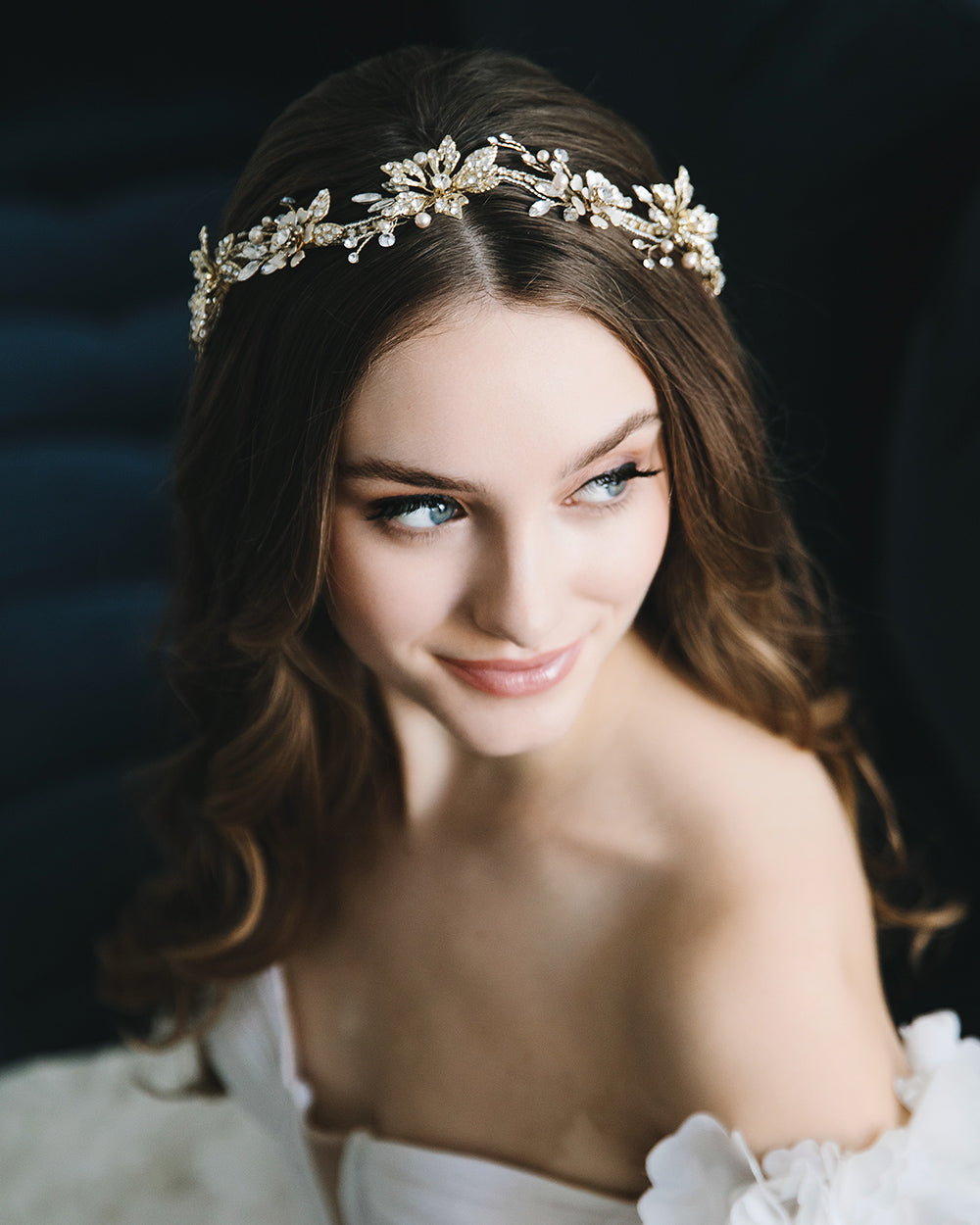 Elena Floral & Crystal Hair Vine - Elegant Bridal Hair Accessory for Weddings, Prom, and Special Occasions
