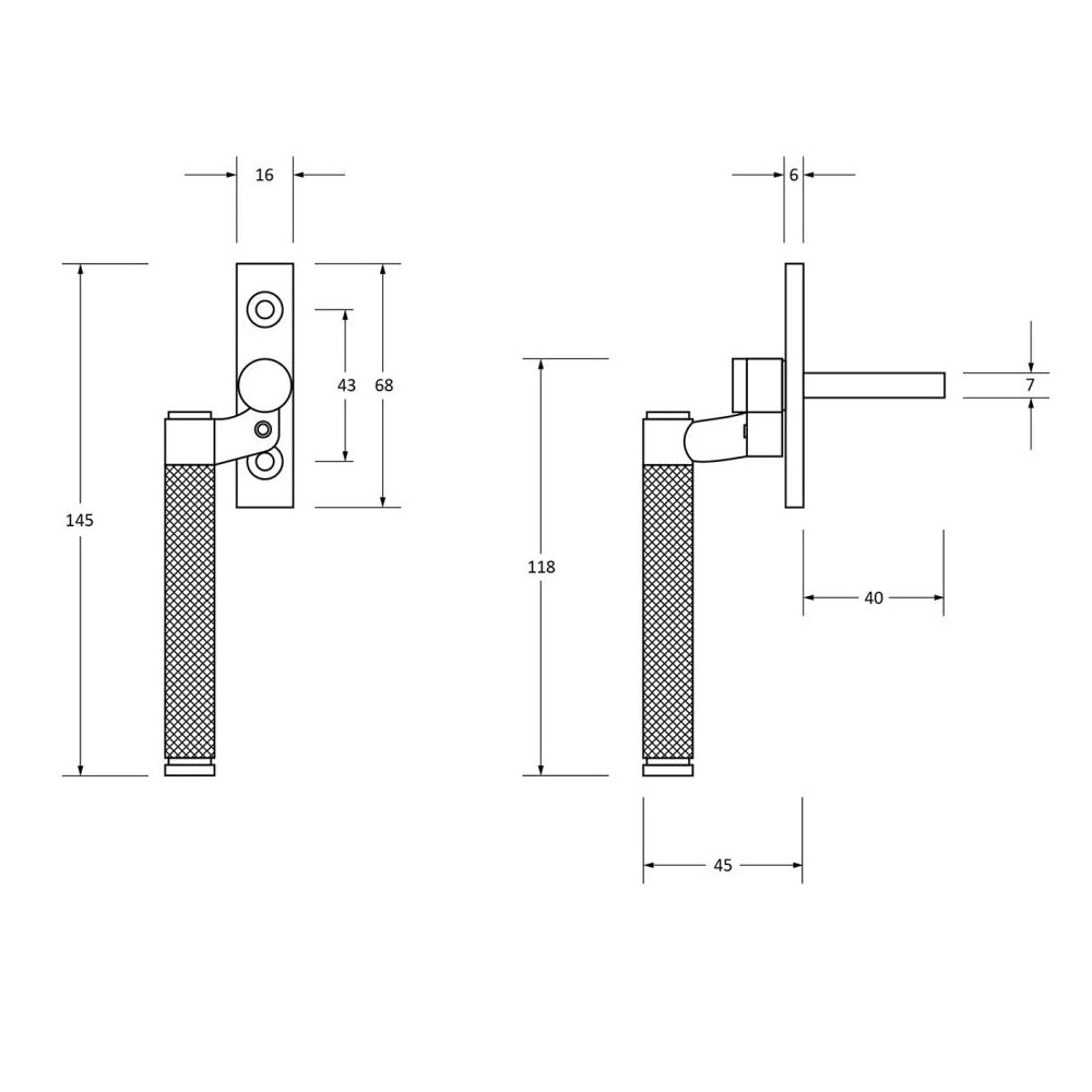 Premium Smooth Matte Black Brompton Espagnolette Window Fastener - Secure & Stylish Hardware for European-Style Windows - Perfect for Home & Office Security