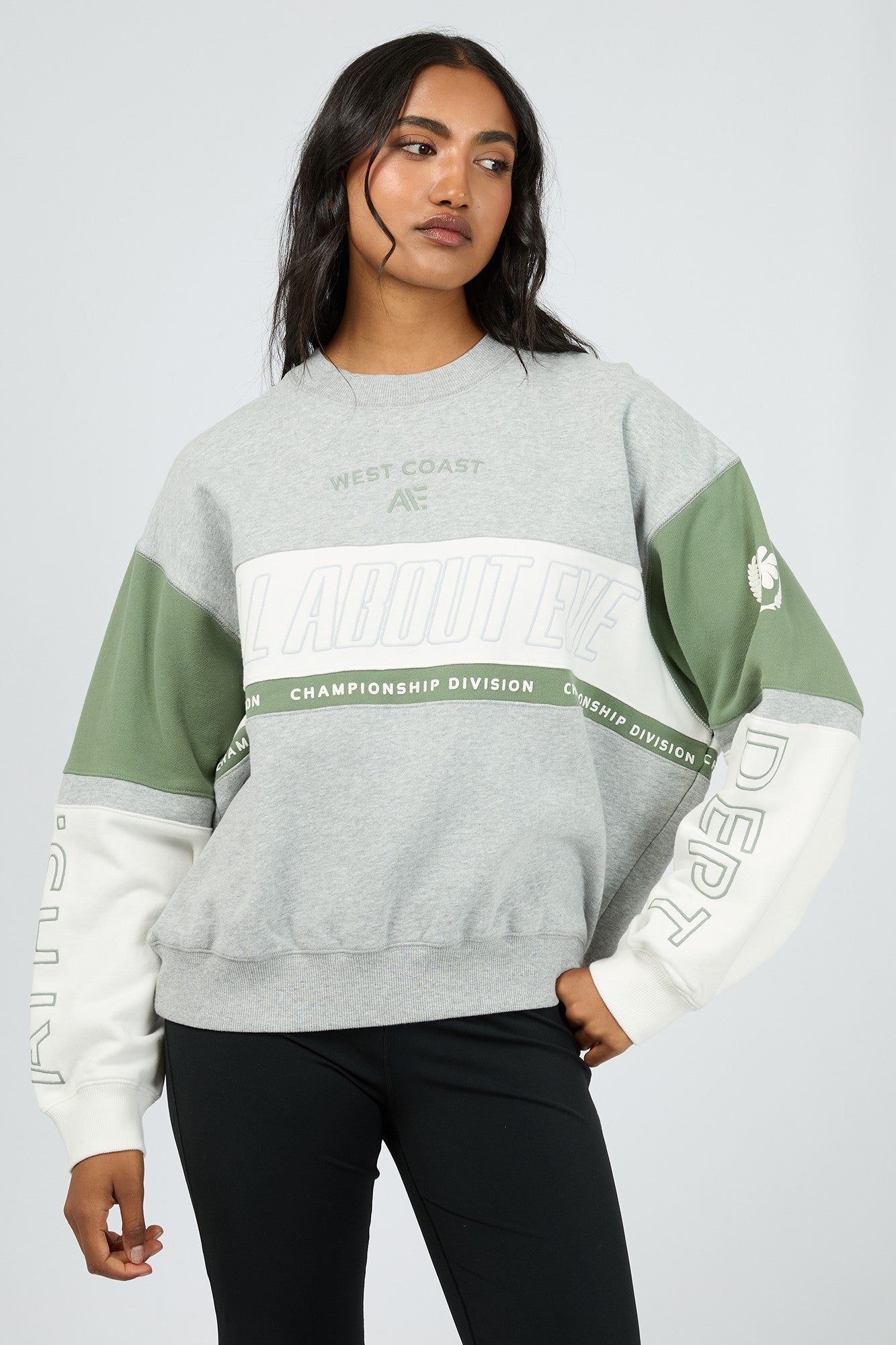 All About Eve Performance Slouch Panel Crew Grey Marle - Soft & Comfortable Women's Casual Sweatshirt for Lounge, Yoga & Everyday Wear