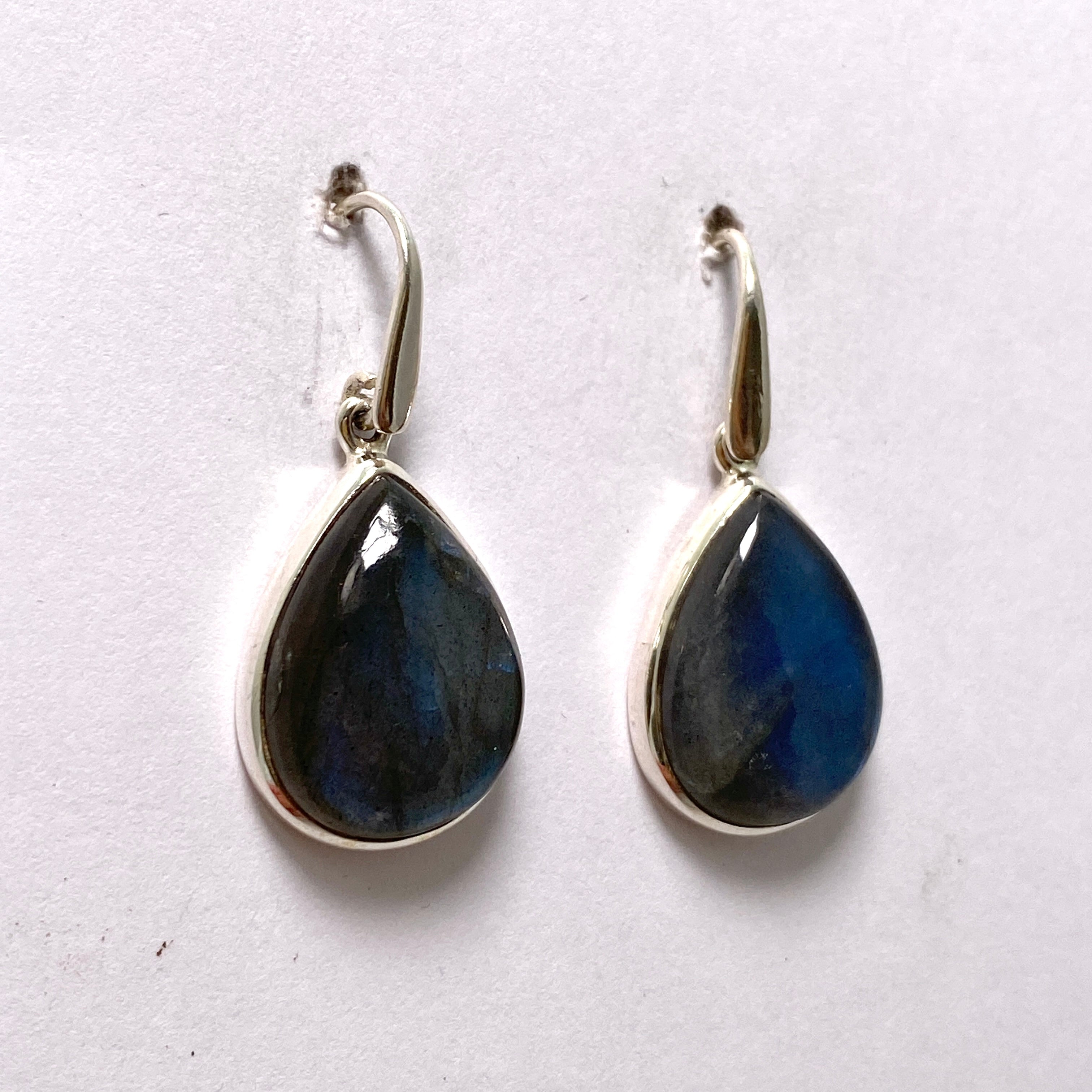 Labradorite Teardrop Cabochon Earrings - Handmade Sterling Silver Dangle Earrings for Women | Perfect for Boho Style, Wedding & Everyday Wear