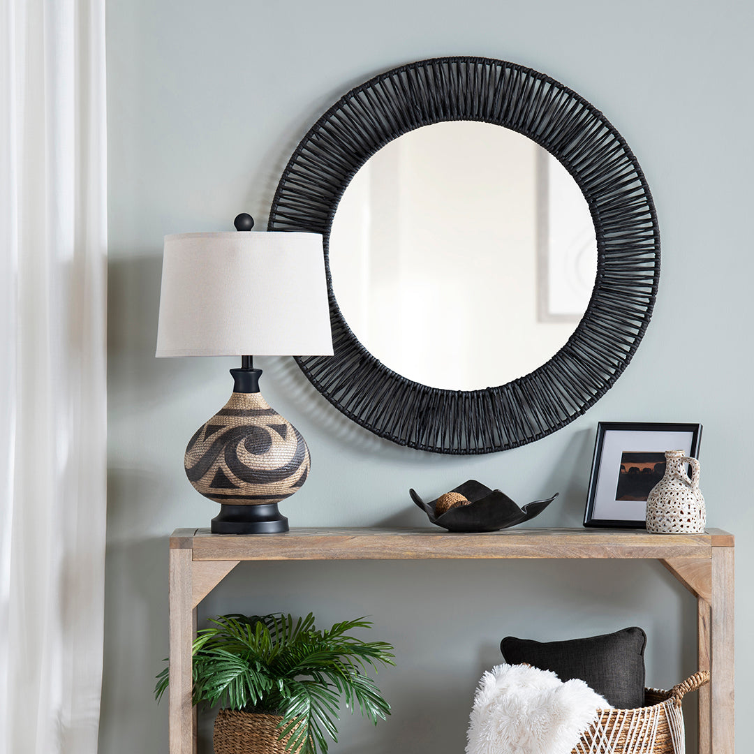 Stylish Onyx Round Mirror - Elegant Black Wall Mirror for Home Decor, Bathroom, Bedroom & Living Room | Perfect for Vanity, Entryway & Interior Design