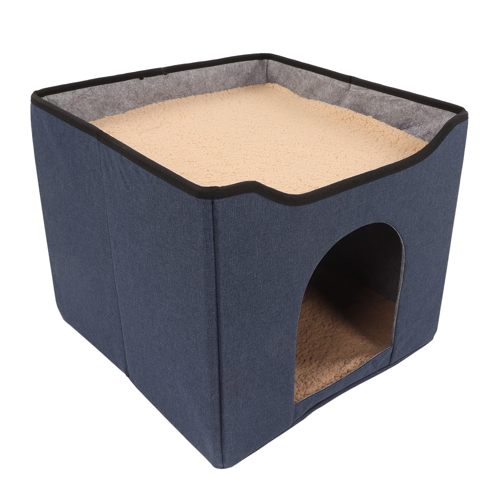 Premium Cat House - Cozy & Durable Cat Villa with Comfortable Hard Mat - Easy Assembly for Indoor Cats - Perfect for Home, Bedroom, or Living Room (Blue)