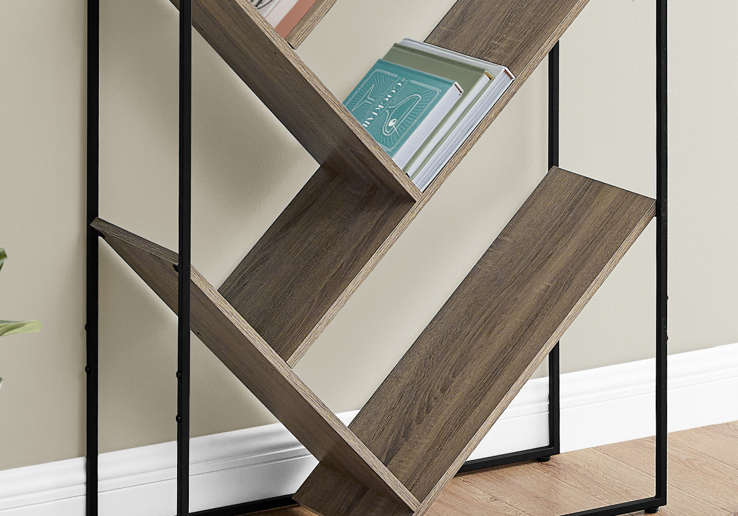 Modern Sova Bookcase - Dark Taupe Wooden Bookshelf for Living Room, Bedroom & Office Storage | Stylish Home Decor Furniture for Books & Display Items