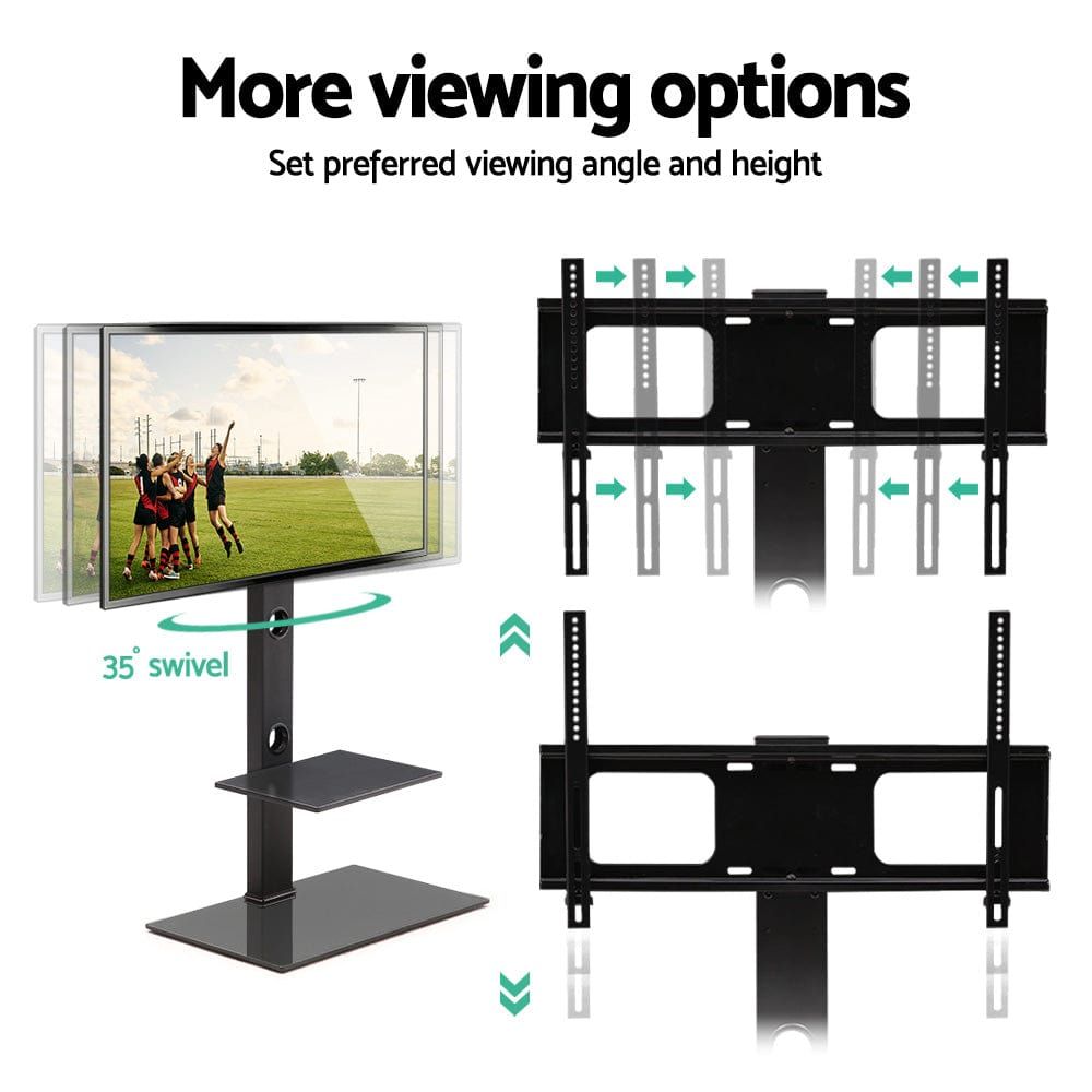Wall Mounted TV Stand with Bracket Shelf - Universal Floor TV Stand for Living Room, Bedroom & Home Theater - Sturdy Metal Frame with Adjustable Height & Cable Management