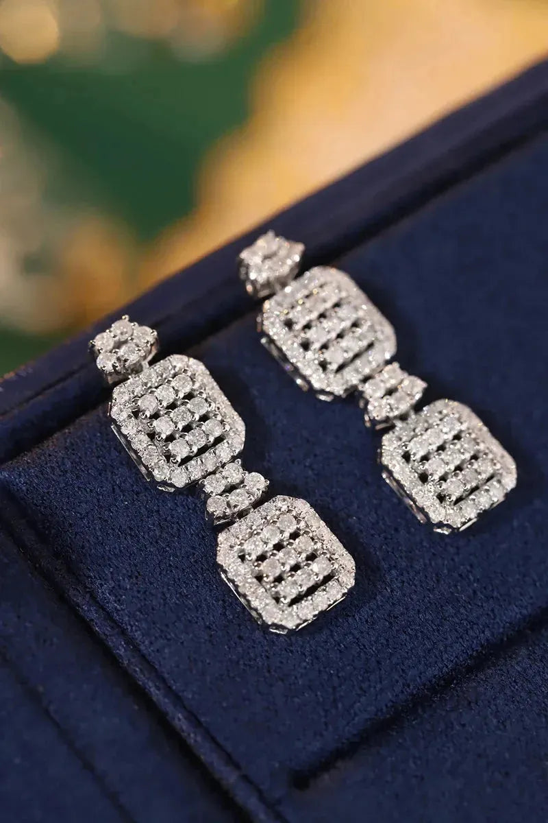 18K White Gold Diamond Drop Earrings for Women - 0.90 Carat Natural Diamond Luxury Wedding Jewelry | Elegant Dangle Earrings for Bridal, Anniversary & Special Occasions