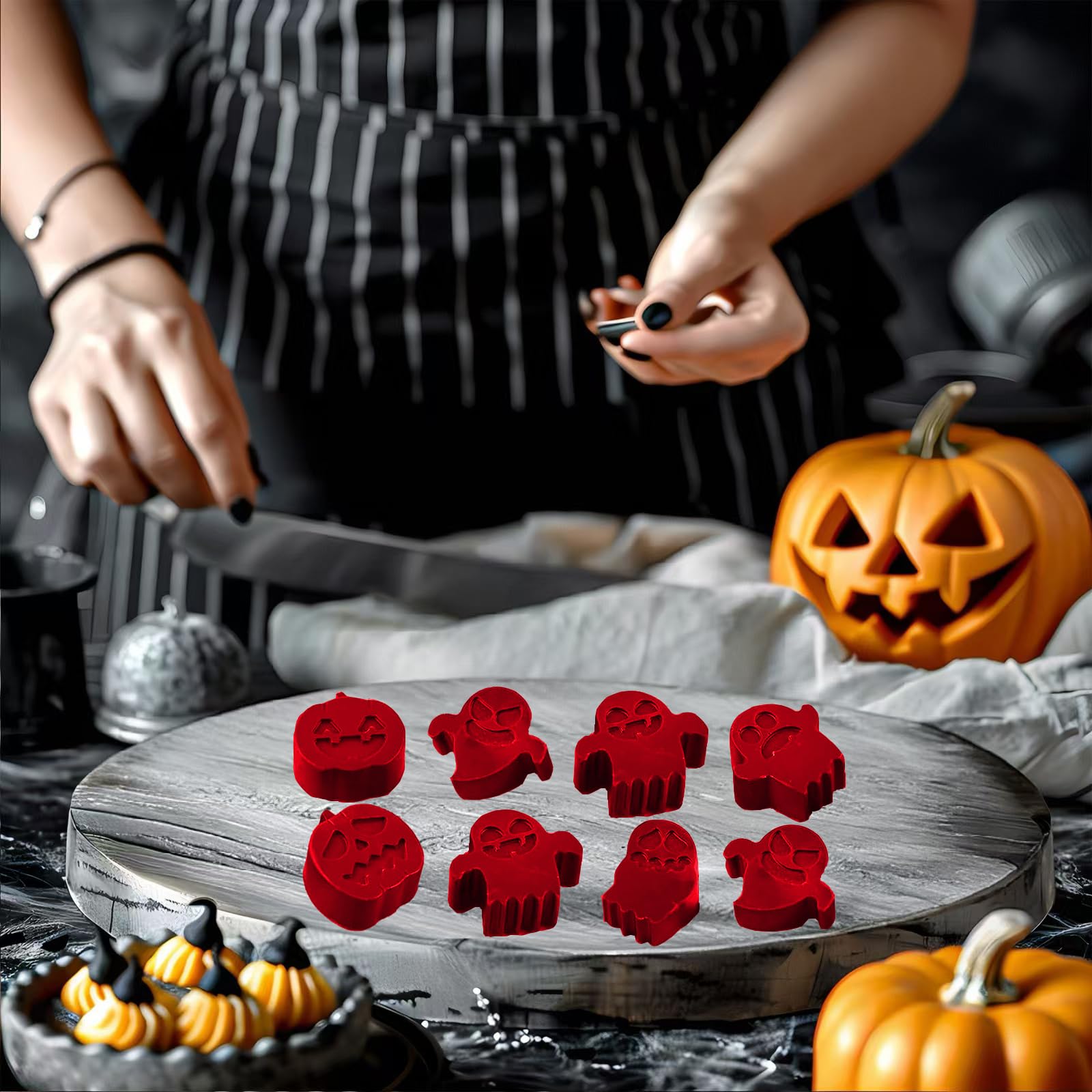 Halloween Silicone Candy Molds 4-Pack - BPA Free Pumpkin & Ghost Chocolate Molds for Candy, Jelly, Wax Melts, Ice Cubes & Cake Decorating | Perfect for Halloween Parties, DIY Treats & Holiday Baking