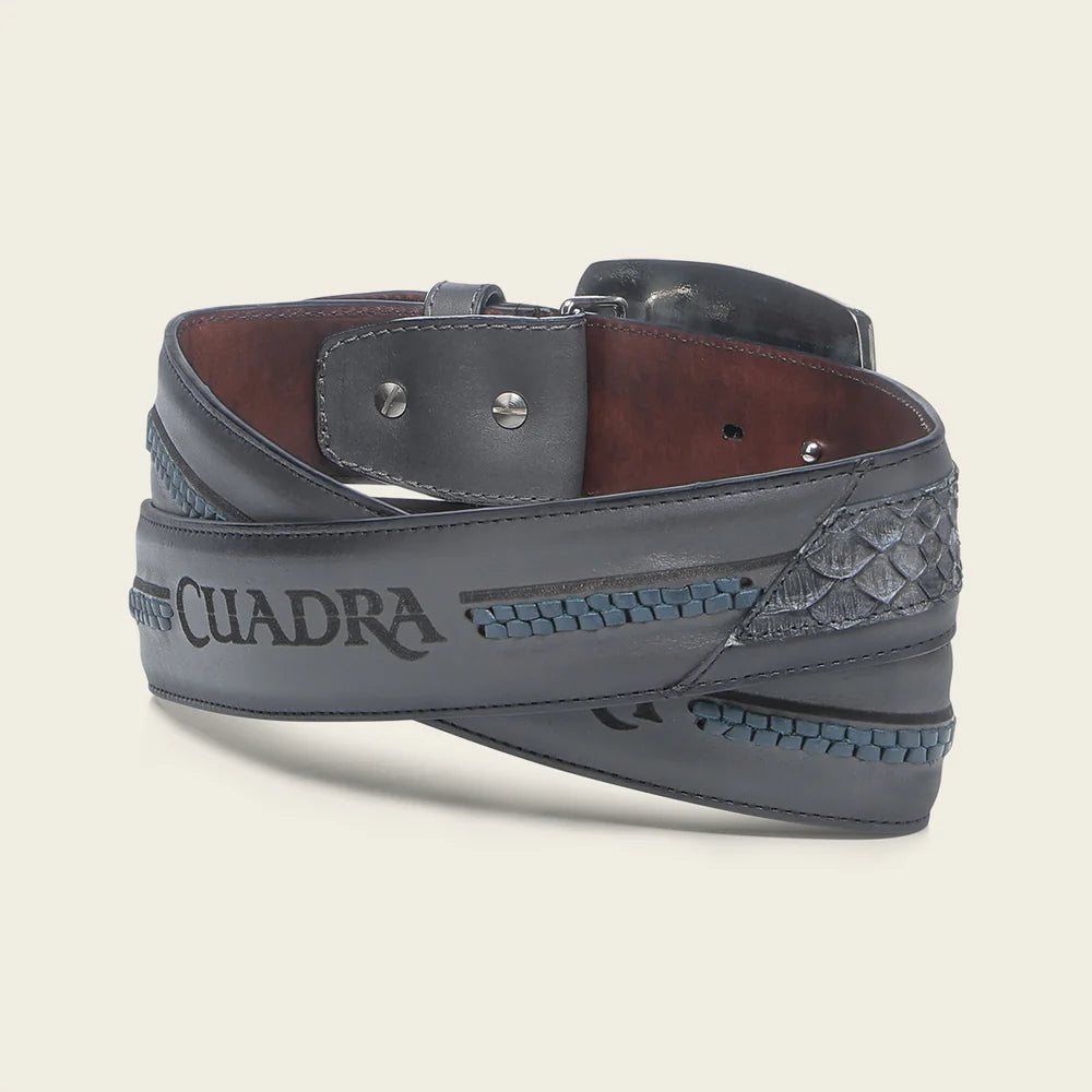 CV507PH Men's Cuadra Black Casual Fashion Python Skin Belt - Stylish & Durable Accessory for Jeans, Suits & Everyday Wear