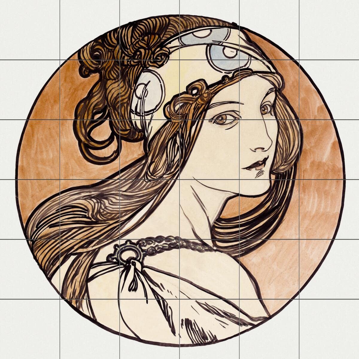 Alphonse Mucha Tile Mural Kitchen Backsplash - Vintage Art Nouveau Wall Decor for Home & Restaurant - Perfect for Kitchen, Bathroom, and Cafe Interior Design