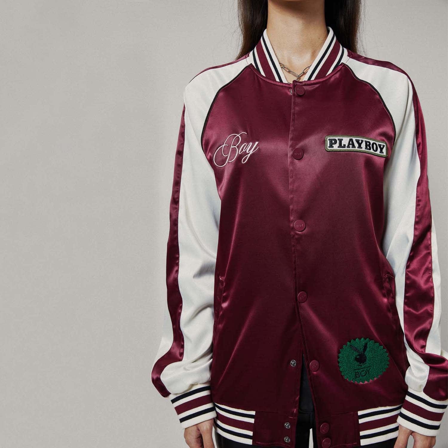 Playboy X Boy Souvenir Jacket - Vintage Style Varsity Bomber for Men - Perfect for Casual Wear, Street Fashion & Retro Outfits