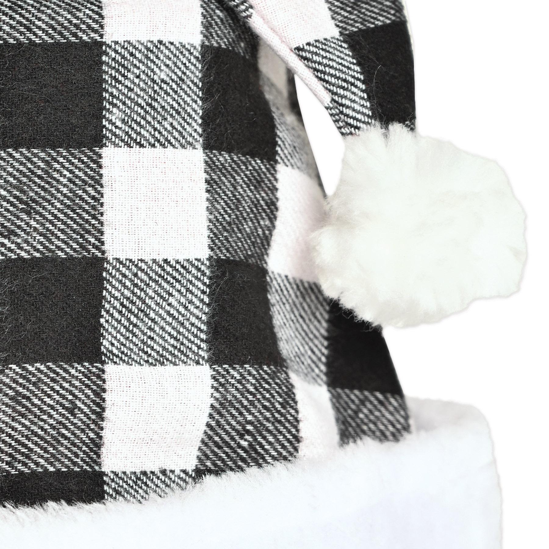 12 Pack Beistle Christmas Plaid Santa Hat - Black & White Holiday Party Hats for Xmas Festive Gatherings, Office Celebrations & Family Photos