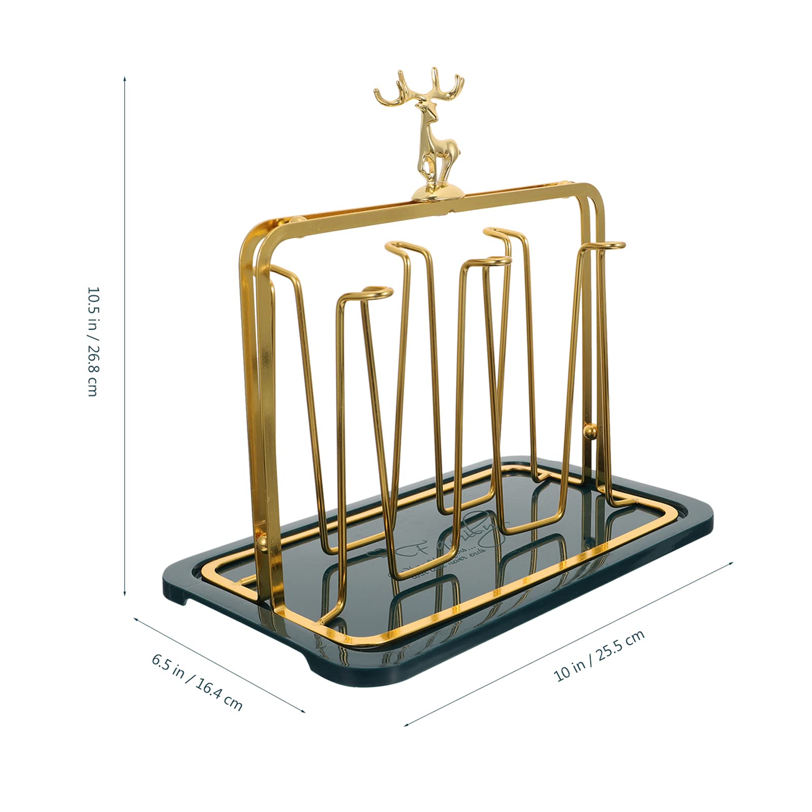 Cabilock Metal Coffee Cup Holder Rack - Countertop Mug Organizer with Drain, Tabletop Wine Glass & Plastic Cup Display Stand for Kitchen, Bar, Office, and Restaurant Use