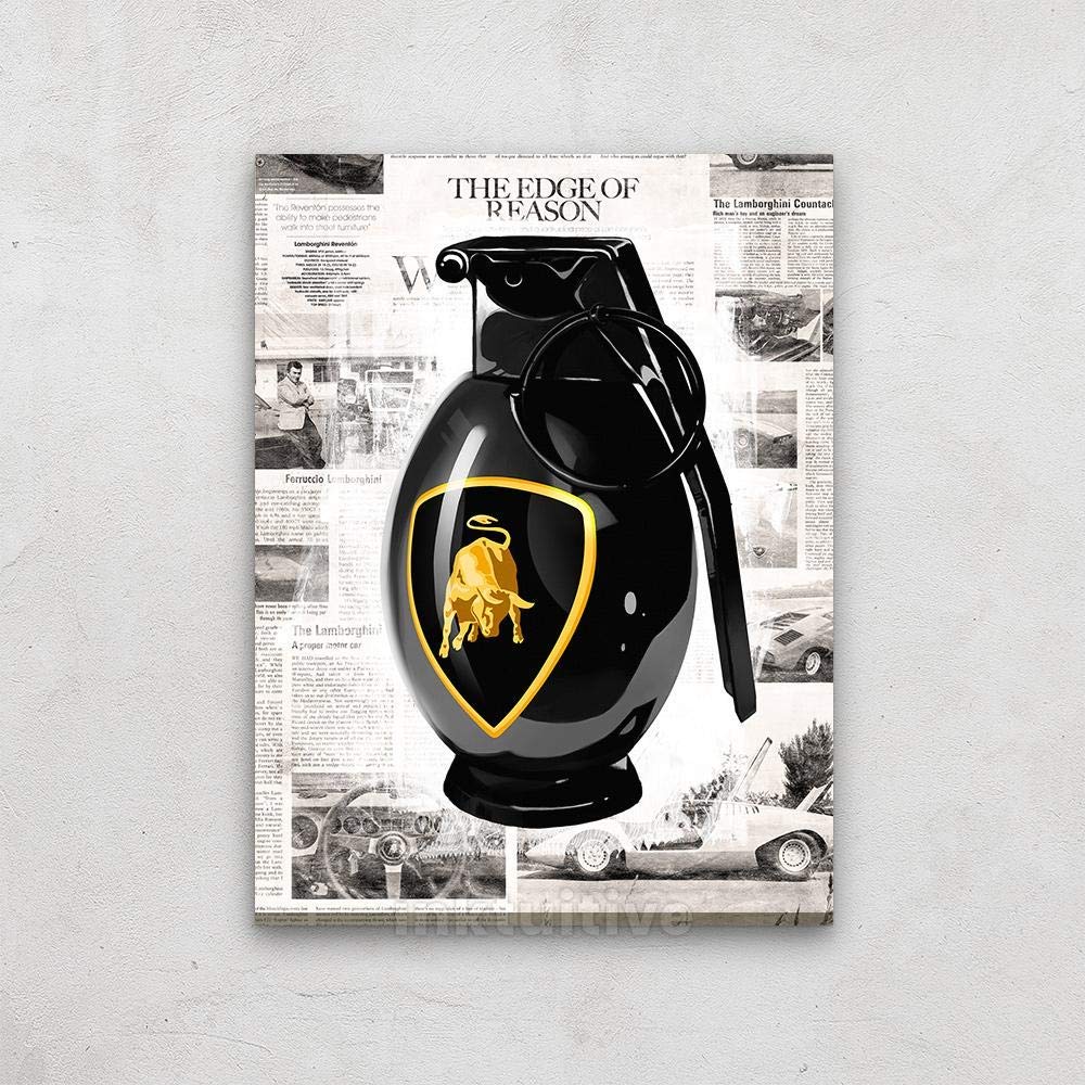 Inktuitive 'Bull Pop' Motivational Wall Art Canvas Print - Lambo Inspiration Décor for Bedroom, Living Room & Office - 24x18 Inches - Perfect for Home & Business Spaces