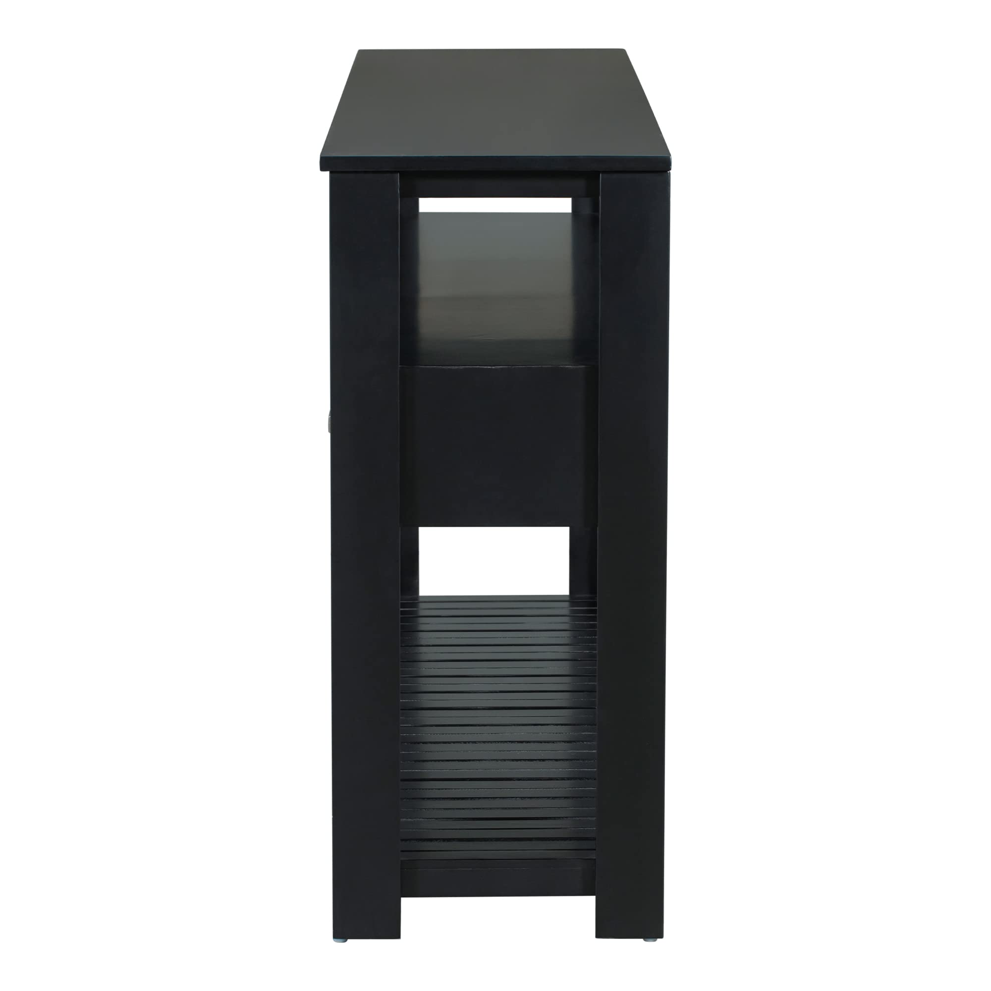 Merax Retro Style Entryway Console Table with 4 Drawers & 2 Shelves - Sofa Table for Living Room, Hallway & Corridor - Perfect for Small Space Organization & Home Décor (Black)
