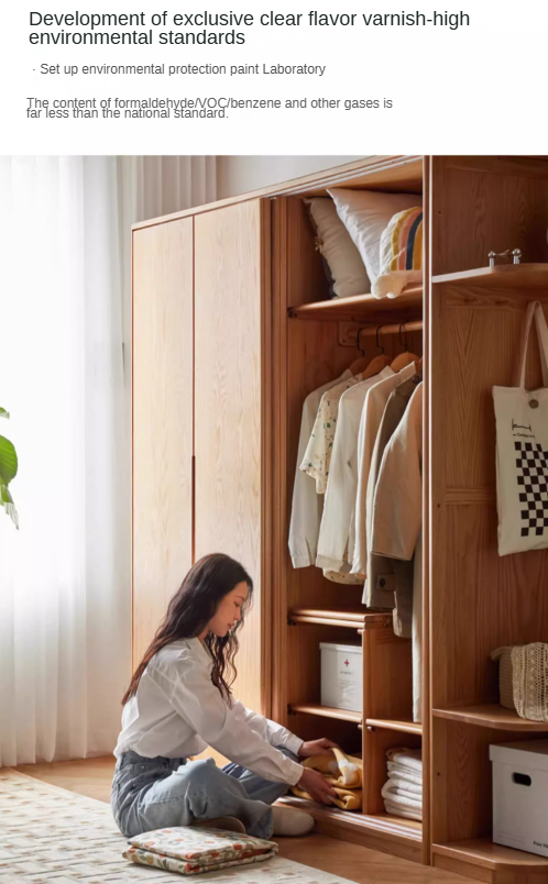 Solid Oak Wood Sliding Door Wardrobe - Durable & Stylish Closet Storage for Bedroom, Living Room, and Office Organization