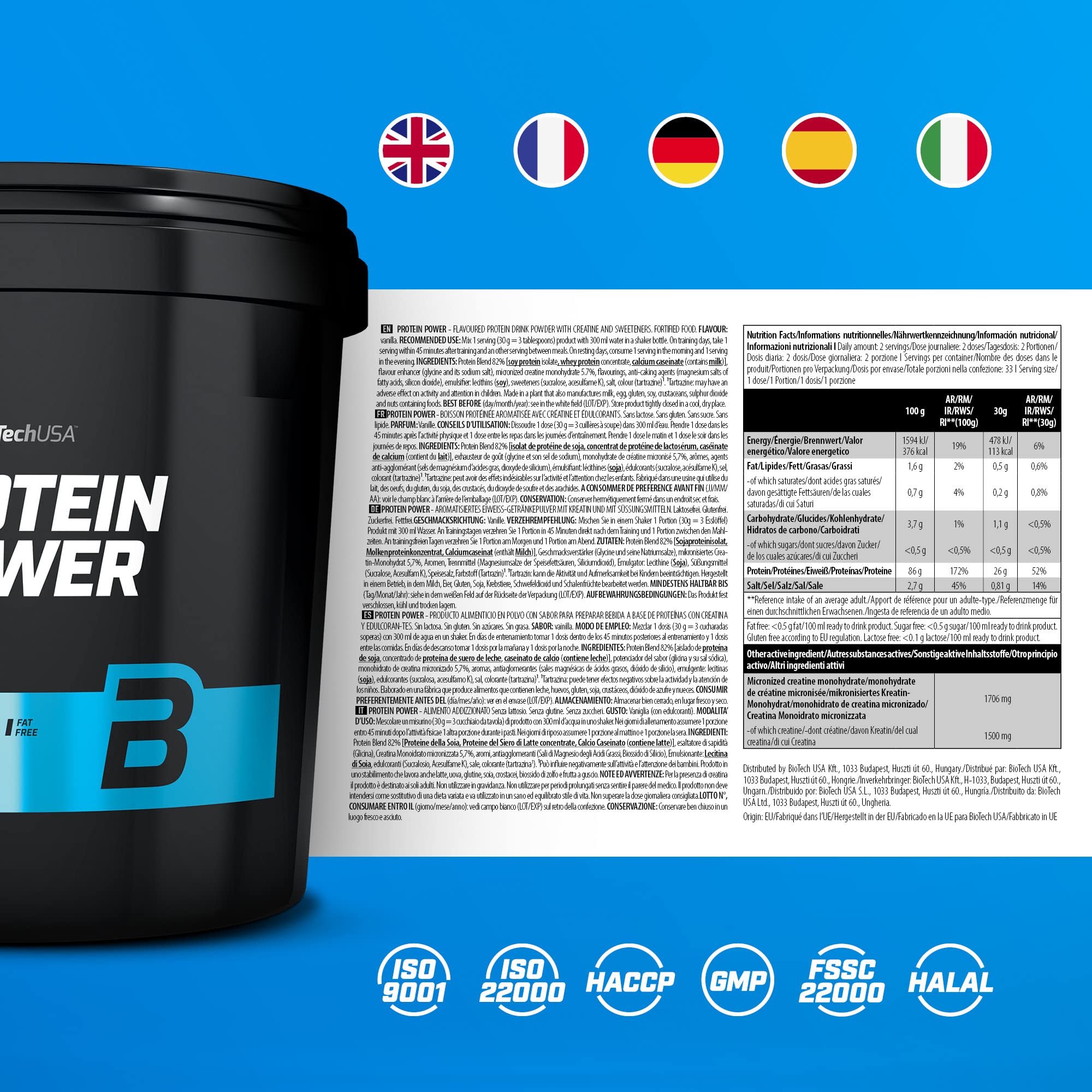 BioTechUSA Protein Powder - Vanilla Flavor 4kg (8.8 lbs) for Muscle Recovery & Post-Workout Nutrition | Whey Protein Supplement for Athletes & Fitness Enthusiasts