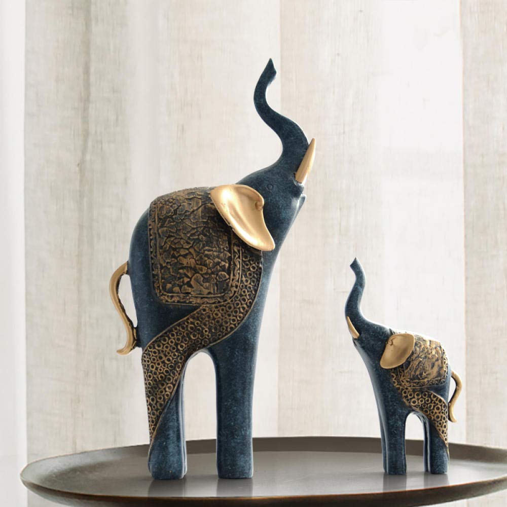 Premium Resin Elephant Statue Sculpture Set - Elegant Home & Wedding Decor, Luxury Figurine Ornaments for Living Room, Office, and Garden Decorations