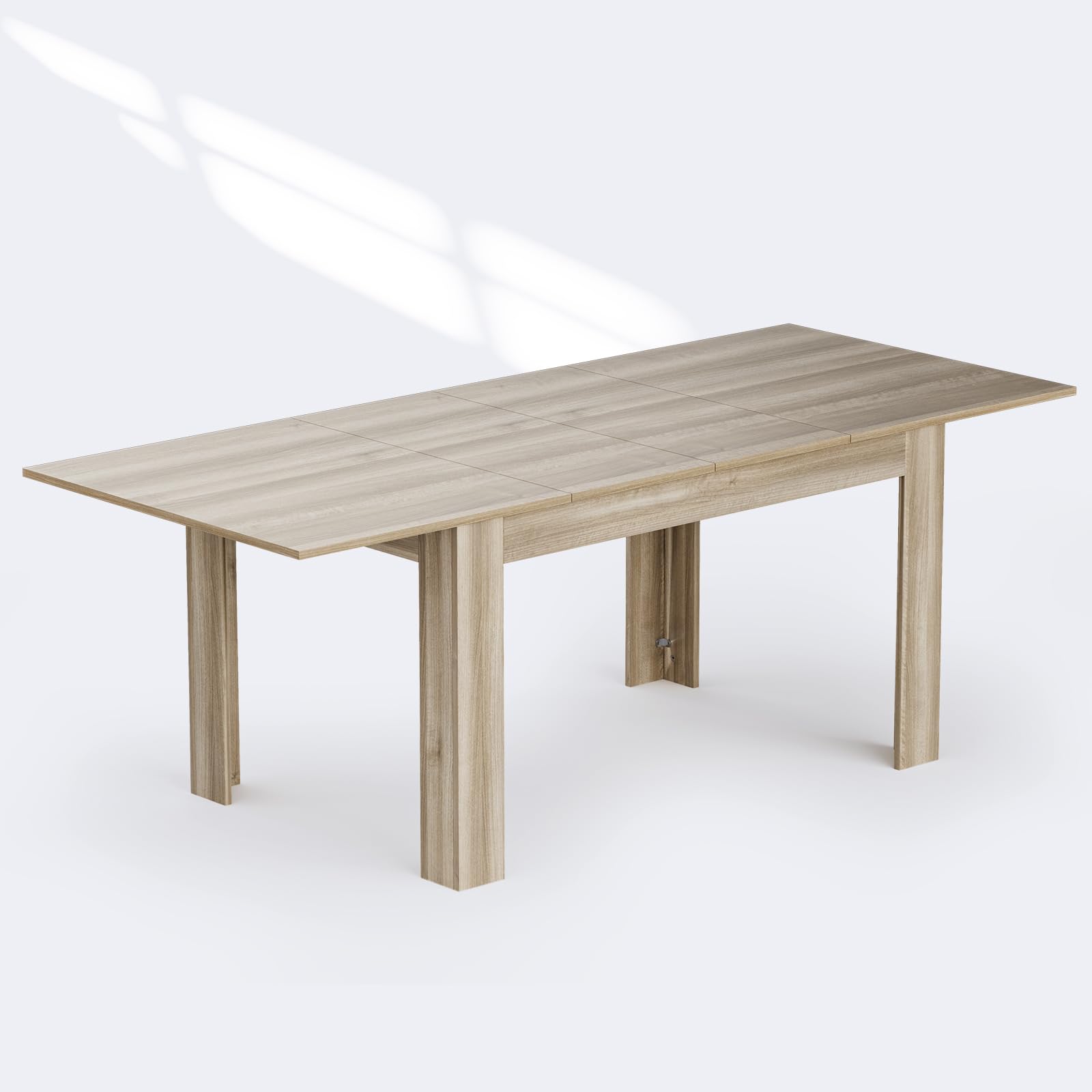 Extendable Farmhouse Dining Table for 6-10 People | Solid Oak Wood Rectangular Kitchen & Meeting Room Table | Perfect for Family Gatherings, Dinner Parties & Home Office Meetings