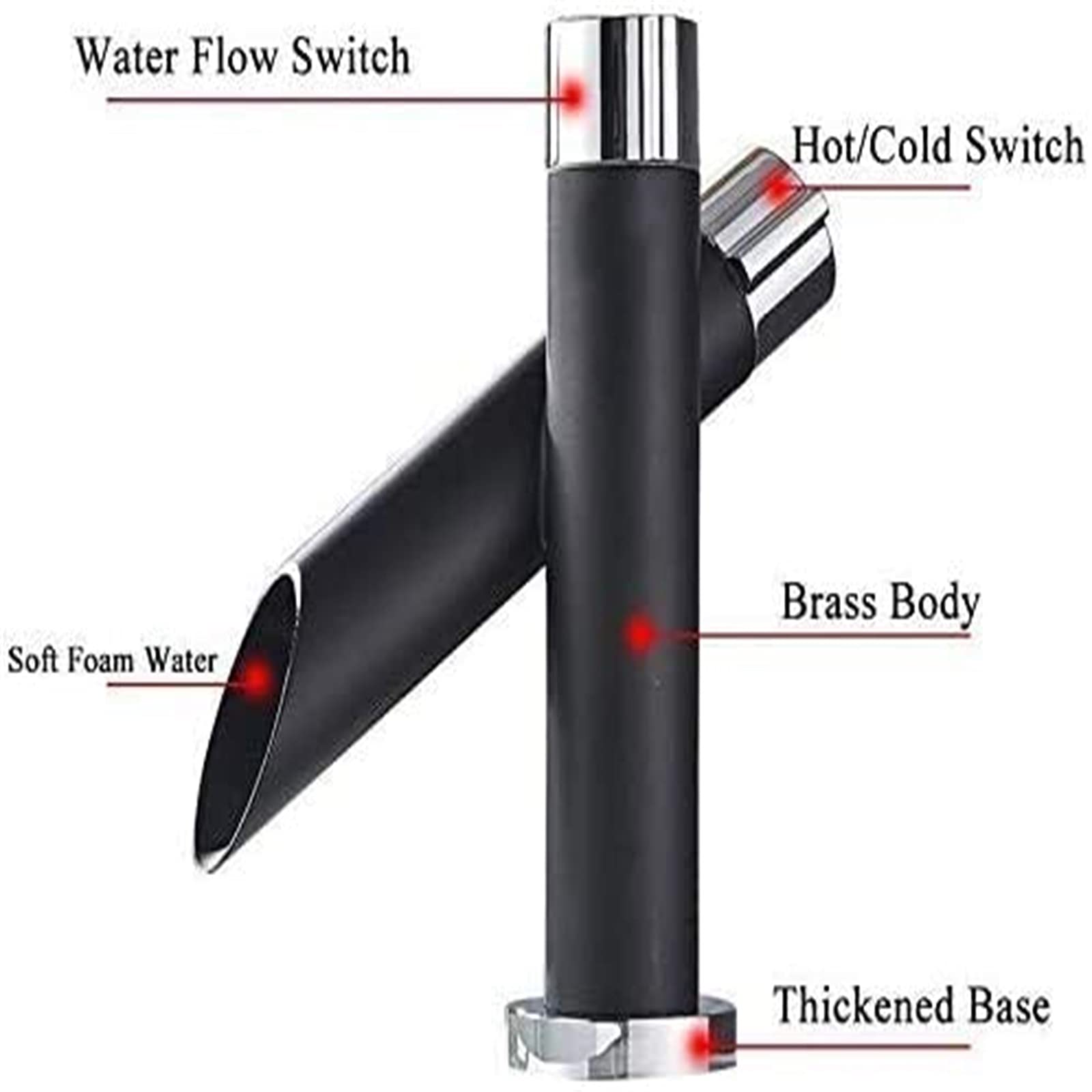 Premium CHLDDHC Modern Black Sink Faucet - Hot & Cold Water Mixer Tap for Bathroom Wash Basin, Kitchen Sink - Perfect for Home, Hotel & Commercial Use
