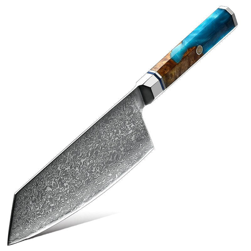 Premium VG10 Damascus Steel 8-Piece Japanese Knife Set with Exotic Olive Burl Wood & Resin Handle - Perfect for Professional Chefs & Home Cooking Enthusiasts