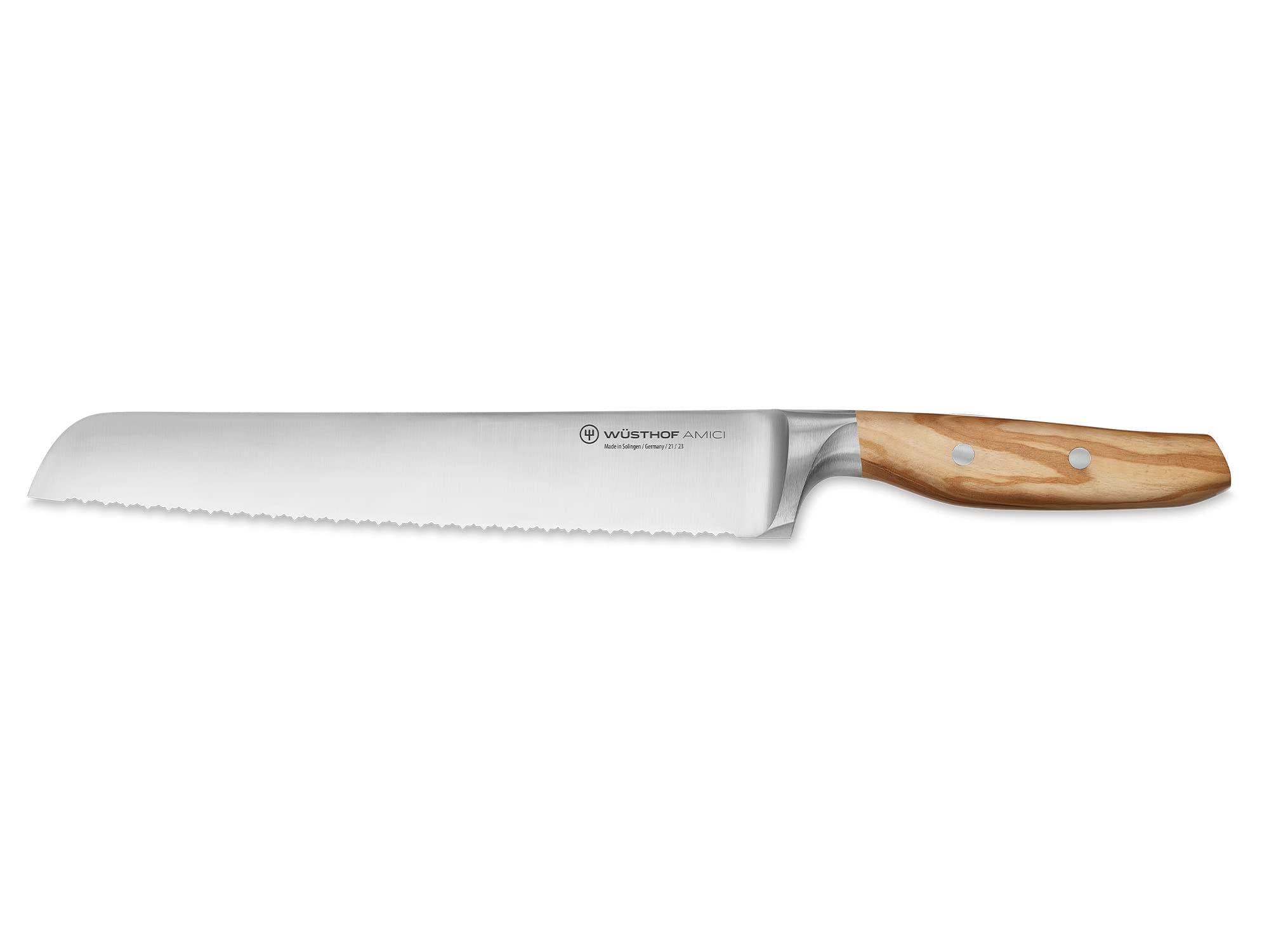 Wüsthof AMICI 9-Inch Double Serrated Bread Knife with Tan Handle - Perfect for Slicing Fresh Bread, Baguettes, and Pastries - Ideal for Home Kitchens and Professional Bakeries