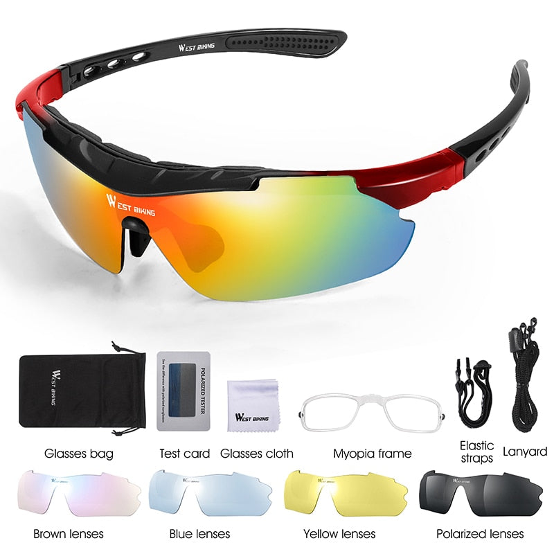 5-Pack Polarized Cycling Sunglasses for Men & Women - UV Protection, Anti-Glare Sports Eyewear for Biking, Running, Hiking & Outdoor Activities