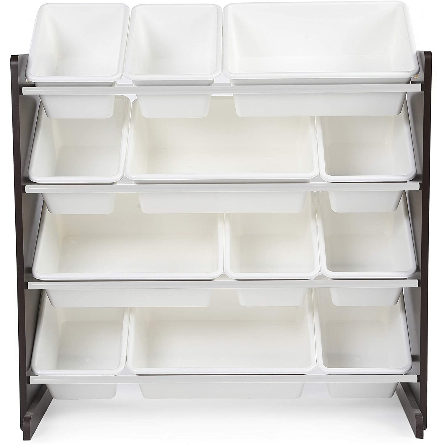 Lennox 12-Bin Espresso Toy Storage Organizer - Kids Room, Playroom & Nursery Organization Solution