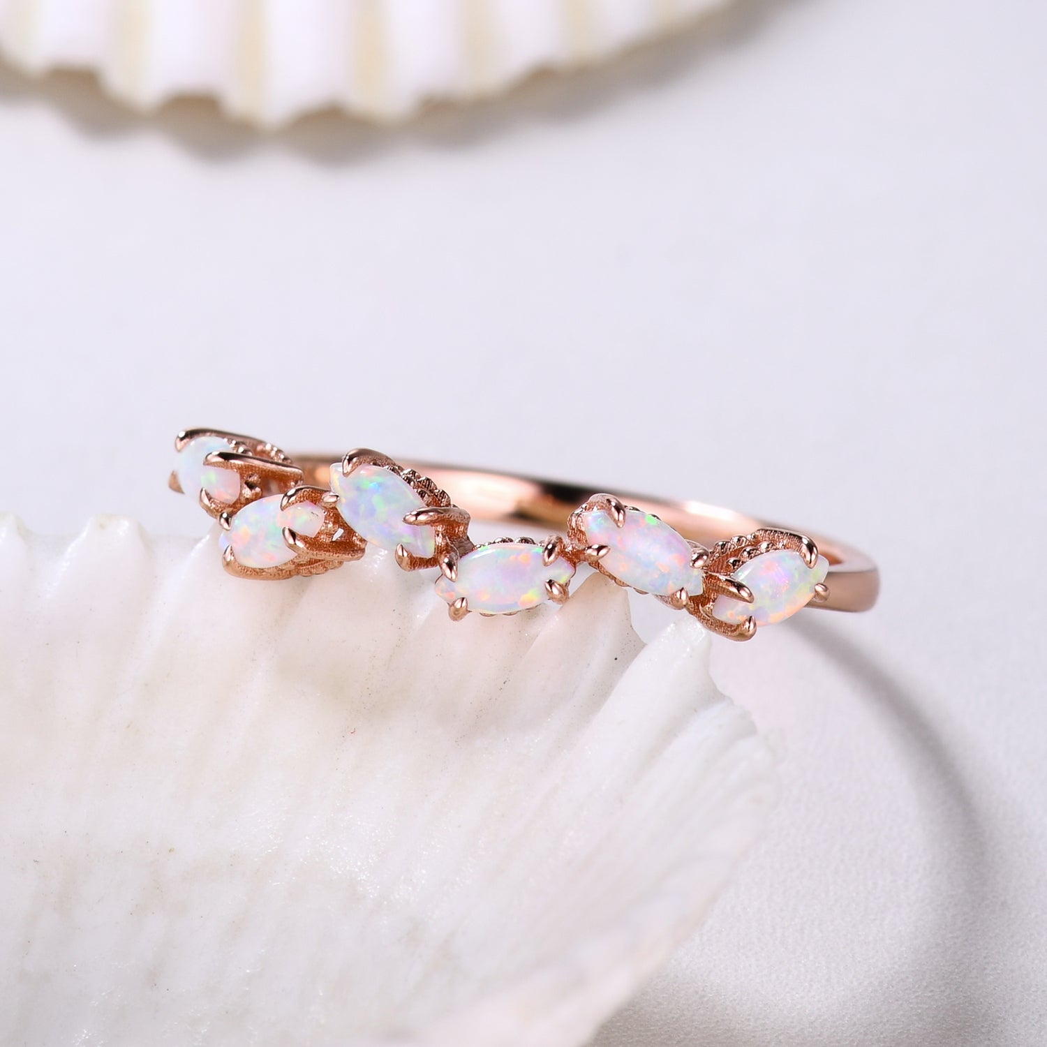 Exquisite Marquise Cut Opal Wedding Ring - Art Deco Style October Birthstone Jewelry for Women | Perfect for Engagement, Anniversary & Special Occasion Gifts