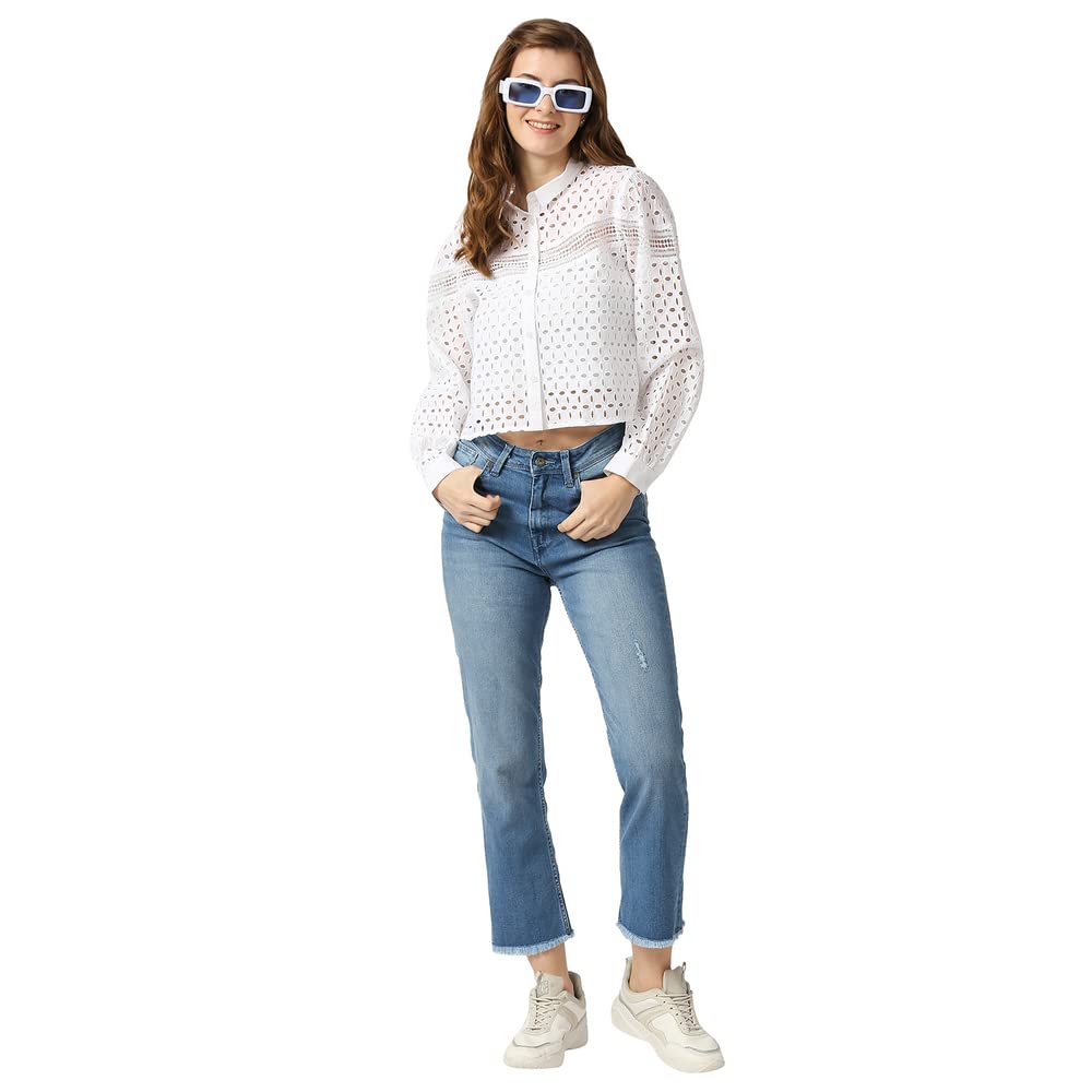 Pepe Jeans Women's Geometric Print Regular Fit Casual Shirt - Stylish & Comfortable for Office, Date Night & Everyday Wear