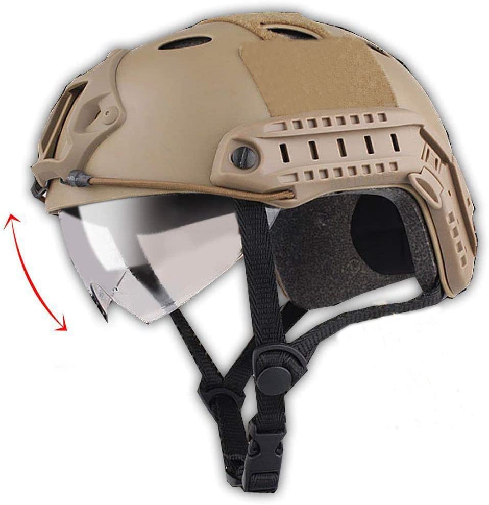 Tactical Airsoft Helmet - Fast PJ Style with Goggles, NVG Mount & Side Rails for Airsoft, Paintball, Military Simulation & Outdoor Combat Games | Perfect for CQB, Field Battles & Tactical Training