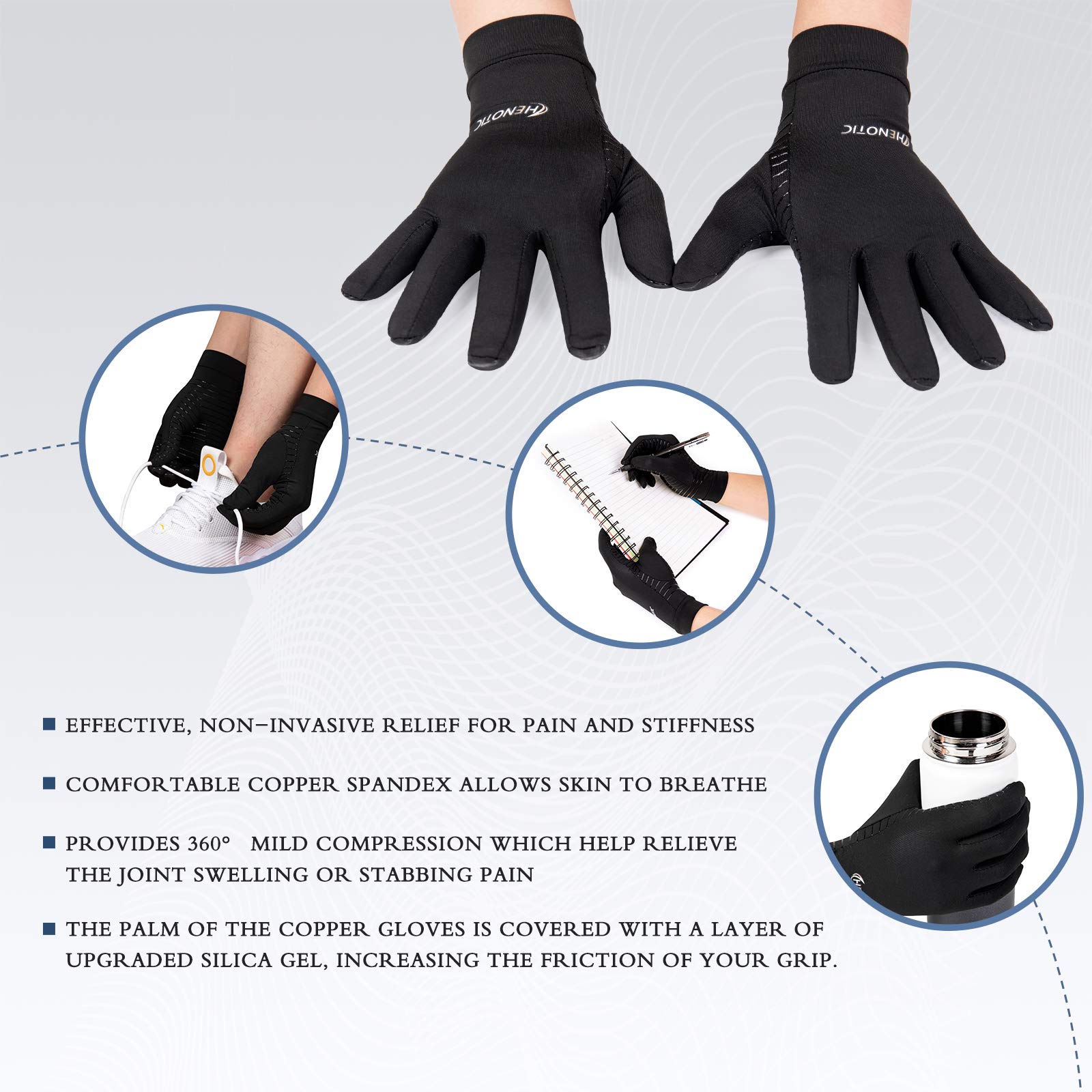 **Copper Compression Gloves for Arthritis Pain Relief – Breathable & Moisture-Wicking Full Finger Gloves for Women & Men – Ideal for Typing, Gardening & Joint Support**