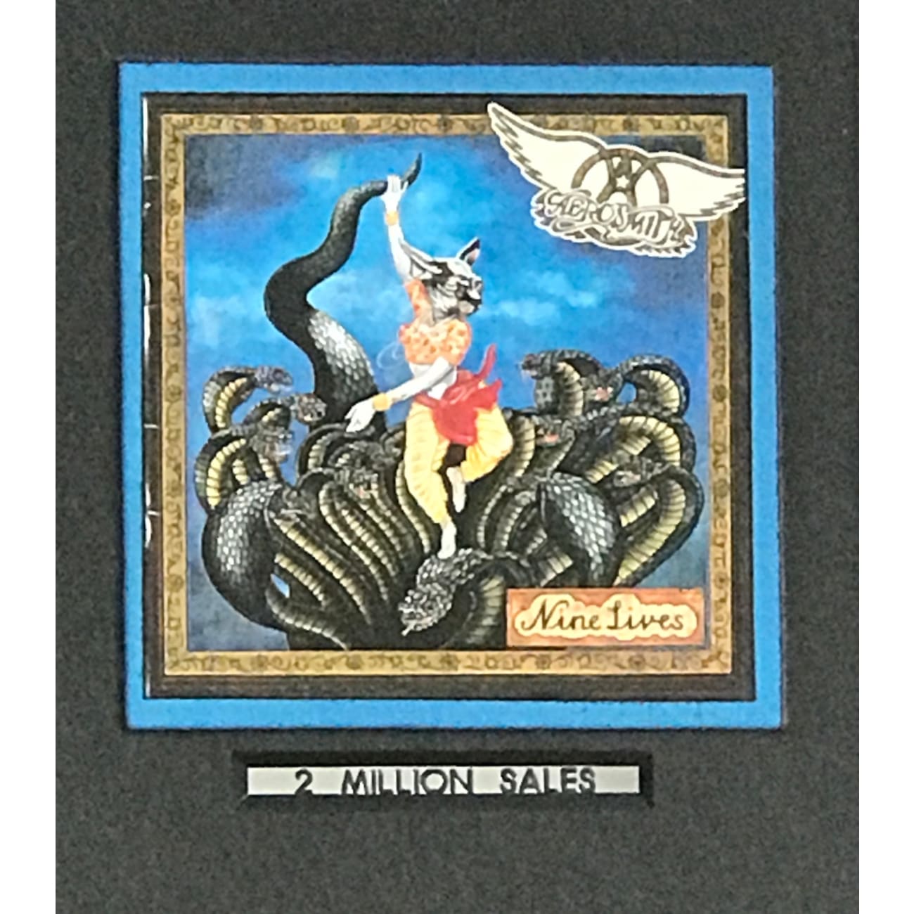 Aerosmith Nine Lives 2x Multi-Platinum Album Award - Certified RIAA Record - Perfect for Music Collectors & Rock Memorabilia Displays