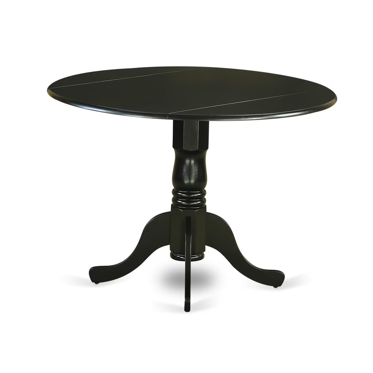 Modern 5-Piece Dining Table Set with Round Wooden Drop-Leaf Table & 4 Faux Leather Chairs, 42x42 Inch, Black - Perfect for Small Spaces, Apartments, and Contemporary Dining Rooms