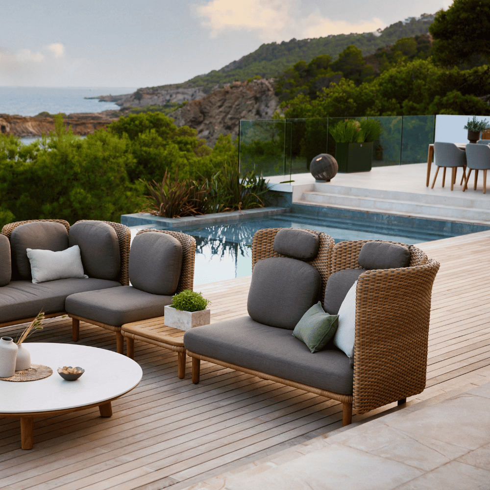 2-Seater Outdoor Patio Sofa with High Arms & Back - Weather-Resistant Wicker & Cushions for Garden, Deck, or Poolside Relaxation