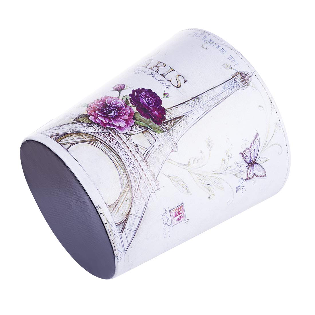 Lingxuinfo Scakbyer Waste Paper Bin - European British Style Tower Pattern Trash Can, Lidless Garbage Bin for Kitchen Bathroom Bedroom (Tower Purple Flower) | Perfect for Home Office Decor & Waste Disposal
