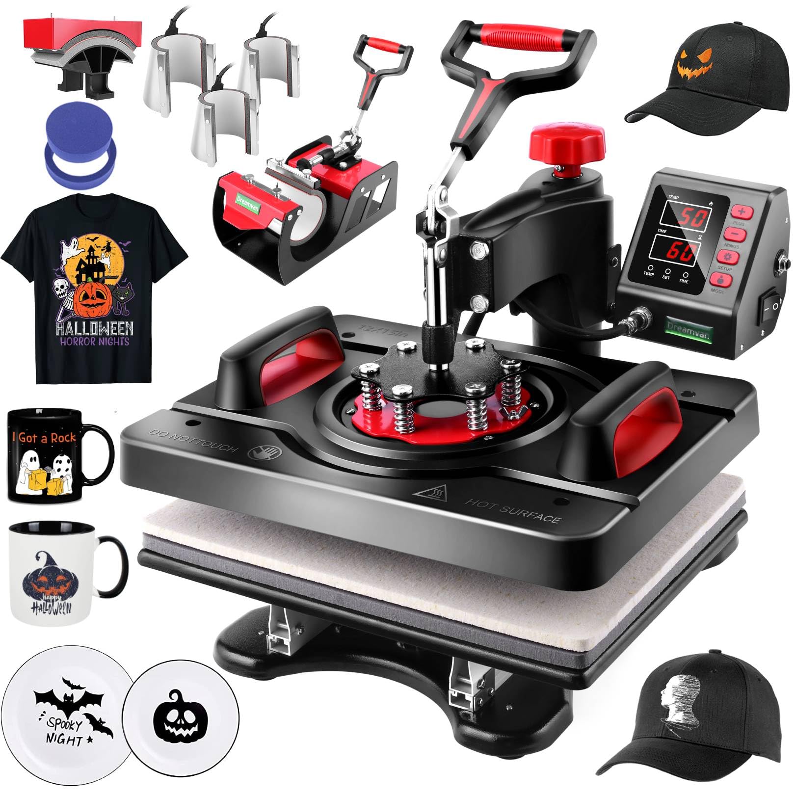 WHUBEFY 15x12 Inch 8-in-1 Digital Heat Press Machine - 360° Swing Away Sublimation Transfer for T-Shirts, Hats, Mugs & DIY Crafts | Perfect for Home Business & Custom Apparel Printing