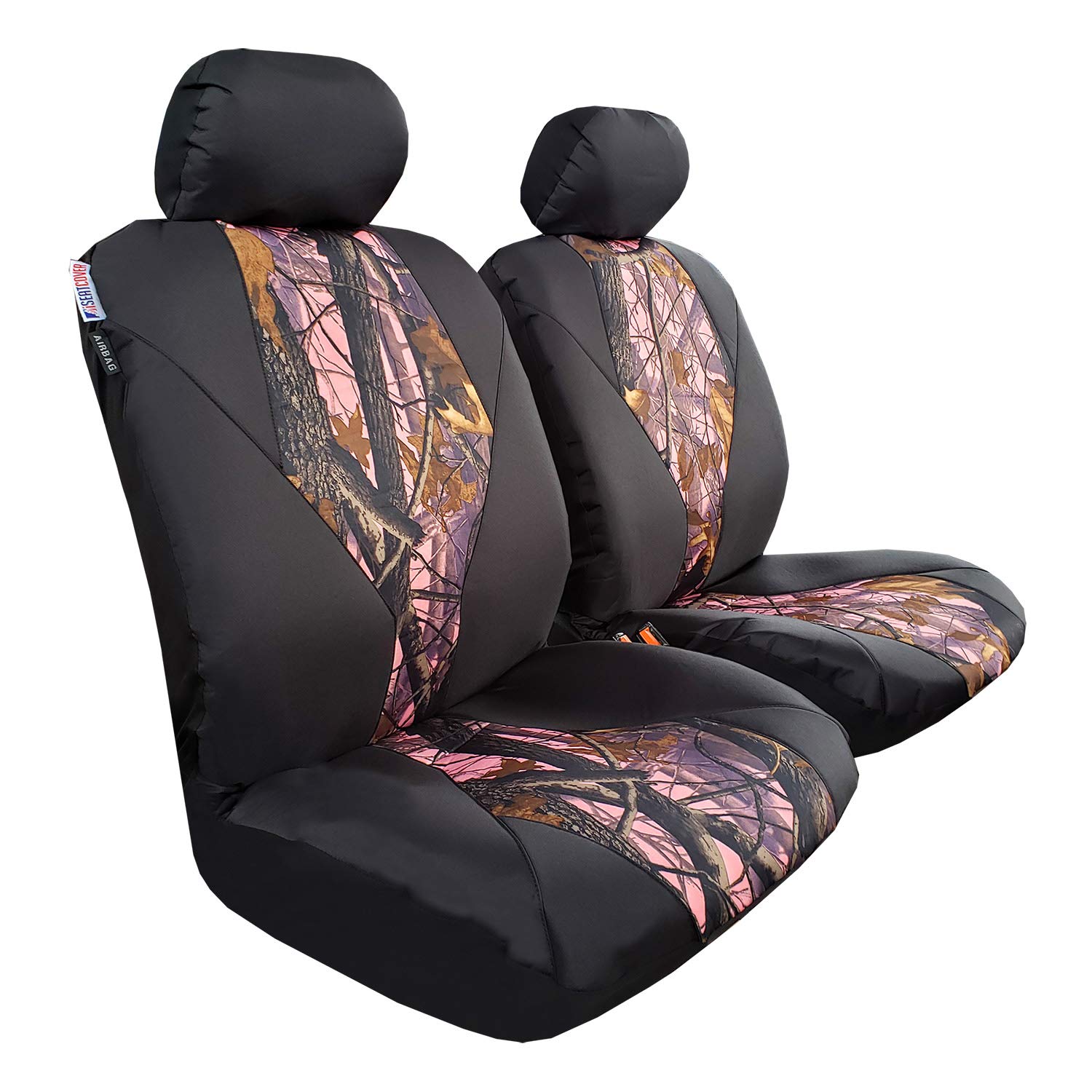 Waterproof Hunting Camouflage Seat Covers (2-Pack) - Low Back Bucket Style for Cars, Trucks, SUVs & Vans | Durable Camo Canvas for Outdoor Adventures & Hunting Trips