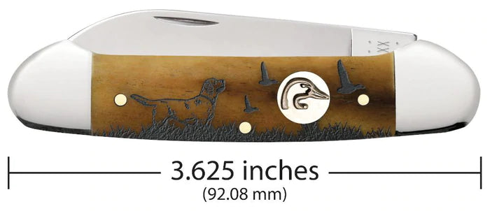 Ducks Unlimited Embellished Smooth Antique Bone Canoe Pocket Knife (07543 SS) - Compact Outdoor Knife for Camping, Fishing & Everyday Carry (EDC)