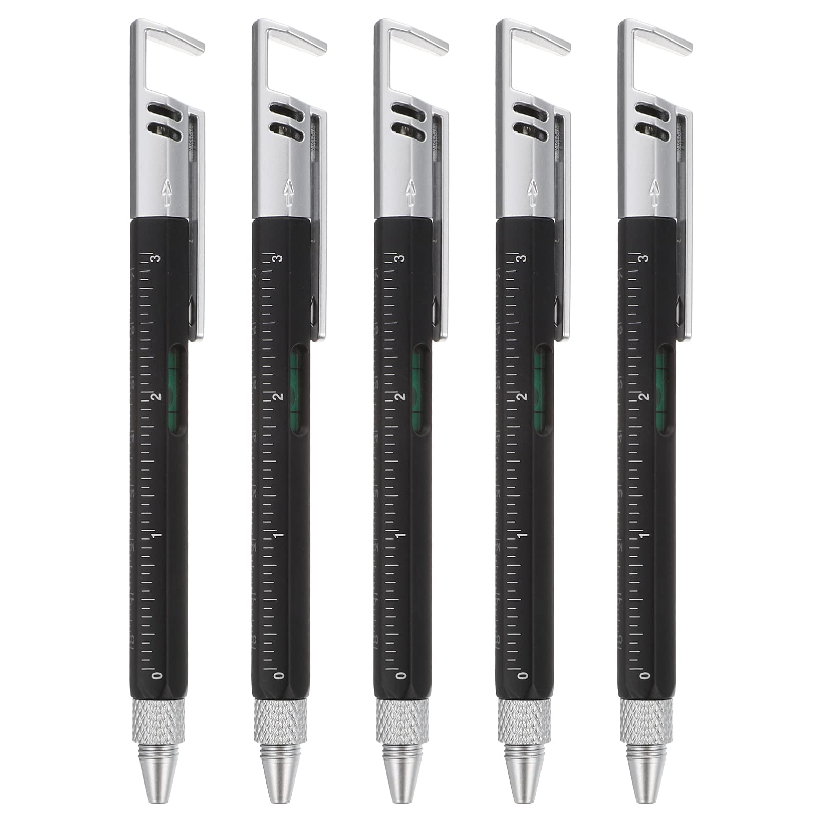 DOITOOL 6-in-1 Multitool Pen with Screwdriver, Stylus, Ballpoint Pen & Ruler - Plastic Multi-Function Tech Gadget for Office, DIY, Camping & Everyday Carry (5-Pack)