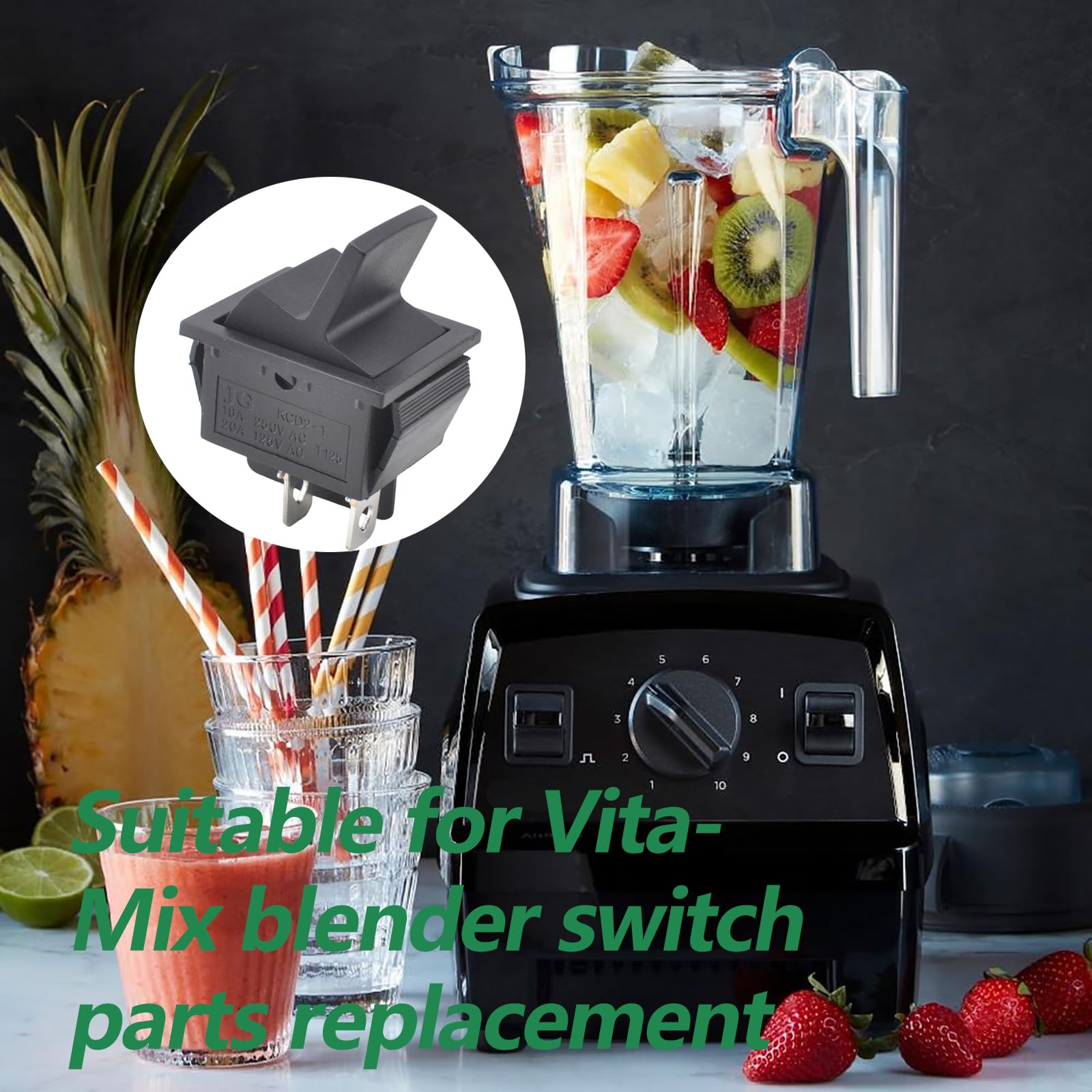 15758 Blender On/Off Rocker Switch Replacement - Compatible with Vitamix Drink Machine, Vita-Pro & Vita-Prep Series (Fits Part Numbers 015758, CTL104) - Perfect for Home Kitchen & Commercial Smoothie Bars