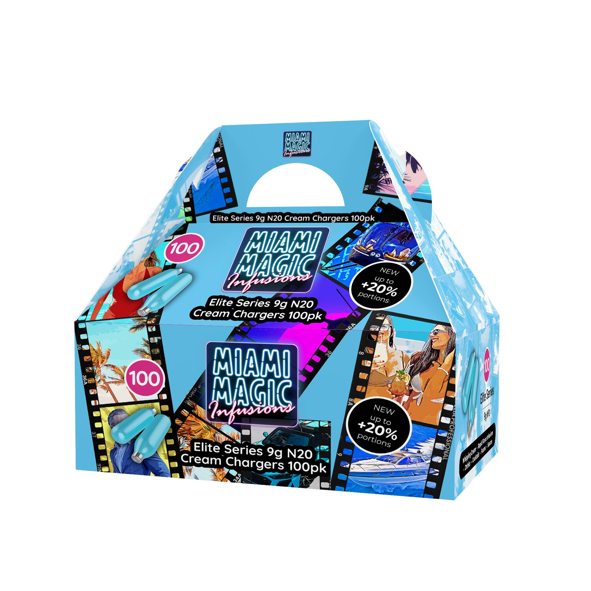 Premium Miami Magic Whipped Cream Chargers - 9g, 600pk (100 x 6 Boxes) | Food-Grade N2O for Professional Desserts, Coffee Toppings & Cocktail Garnishes | Compatible with All Standard Whippers & Cream Dispensers | Perfect for Bakeries, Cafes & Home Chefs