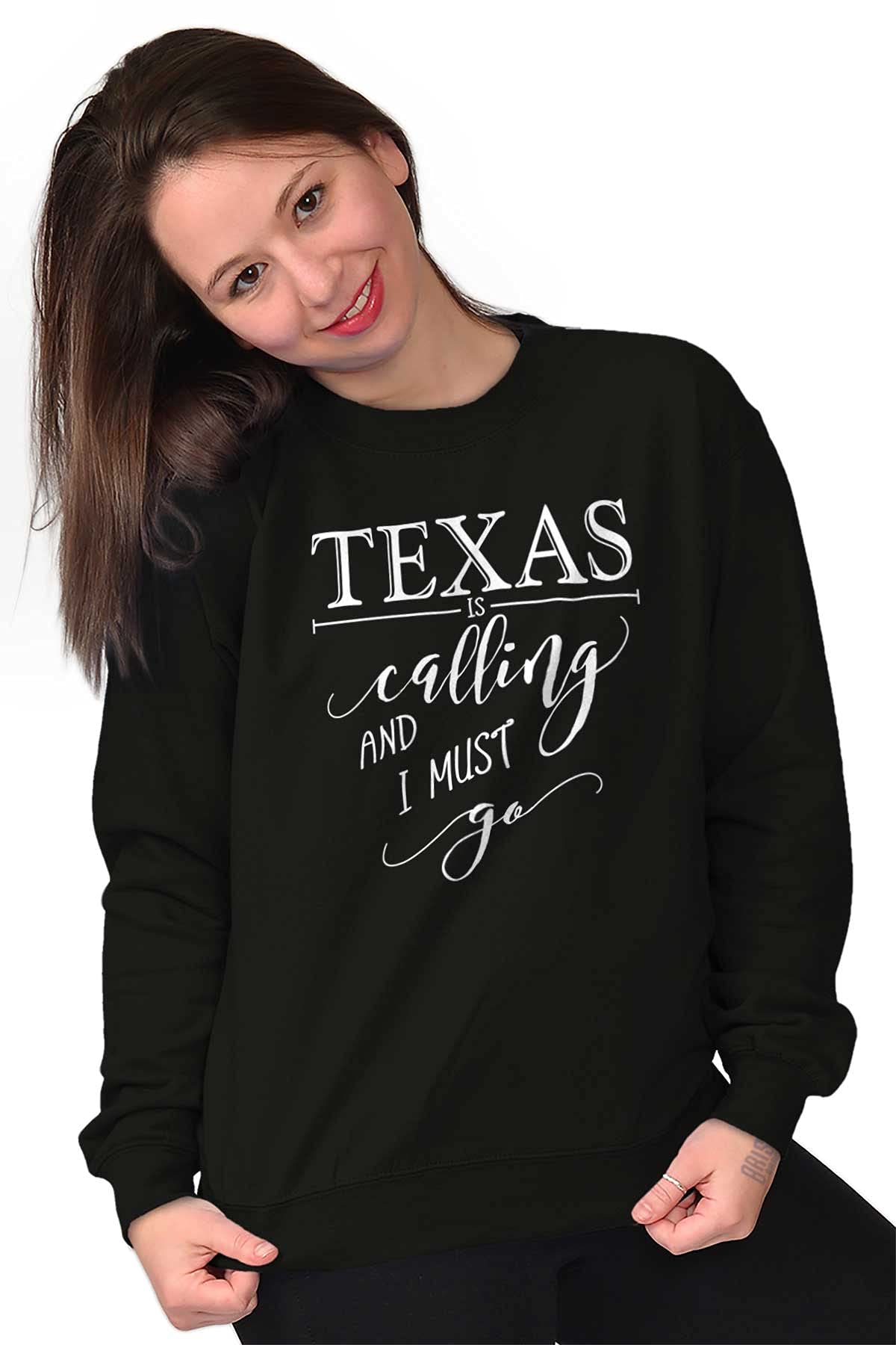 Brisco Brands Texas is Calling and I Must Go Unisex Sweatshirt - Soft Cotton Pullover Hoodie for Men & Women - Perfect for Road Trips, Camping & Casual Outings