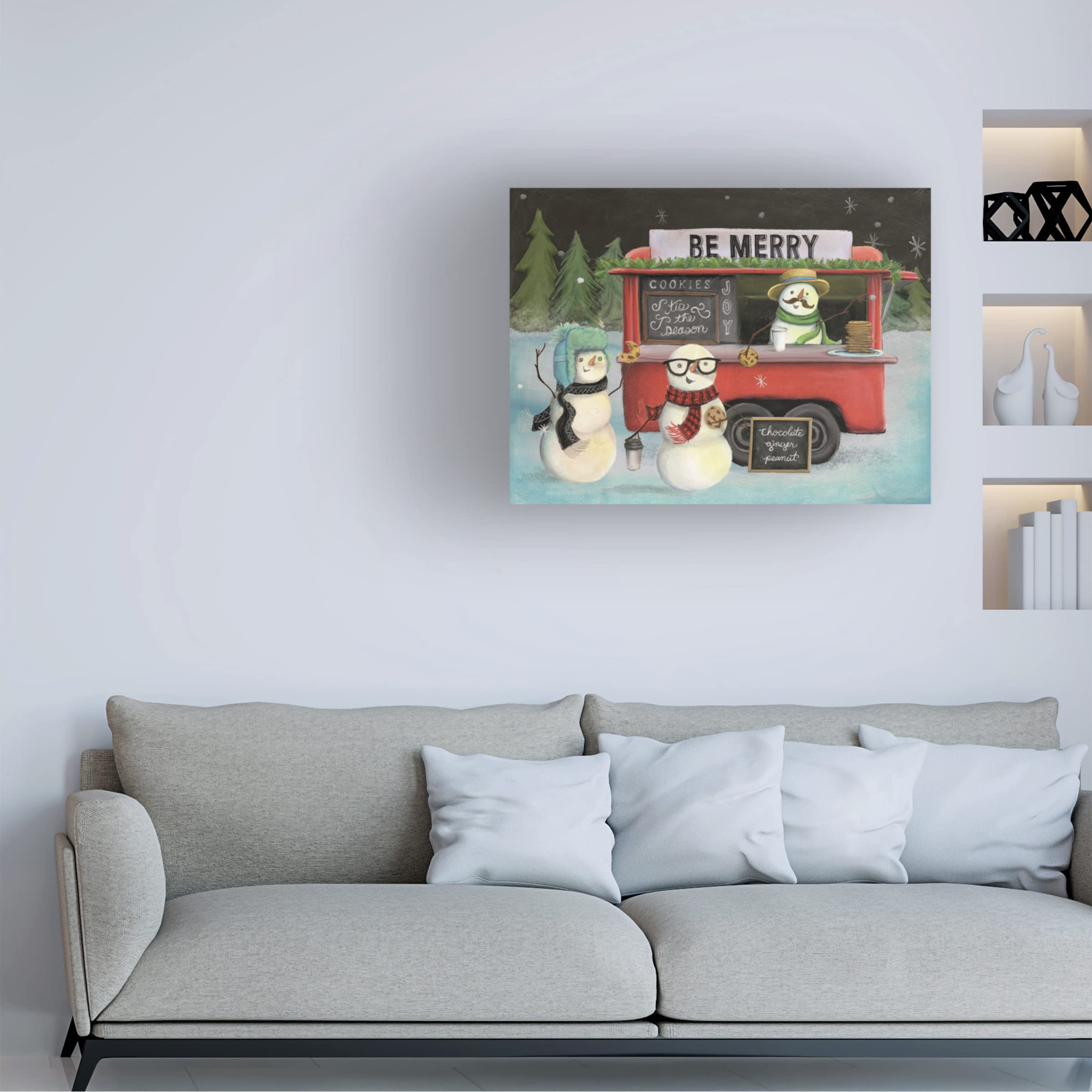 Trademark Fine Art 'Christmas on Wheels III Light' Canvas Wall Art by Mary Urban - Holiday Home Decor for Living Room, Bedroom & Office